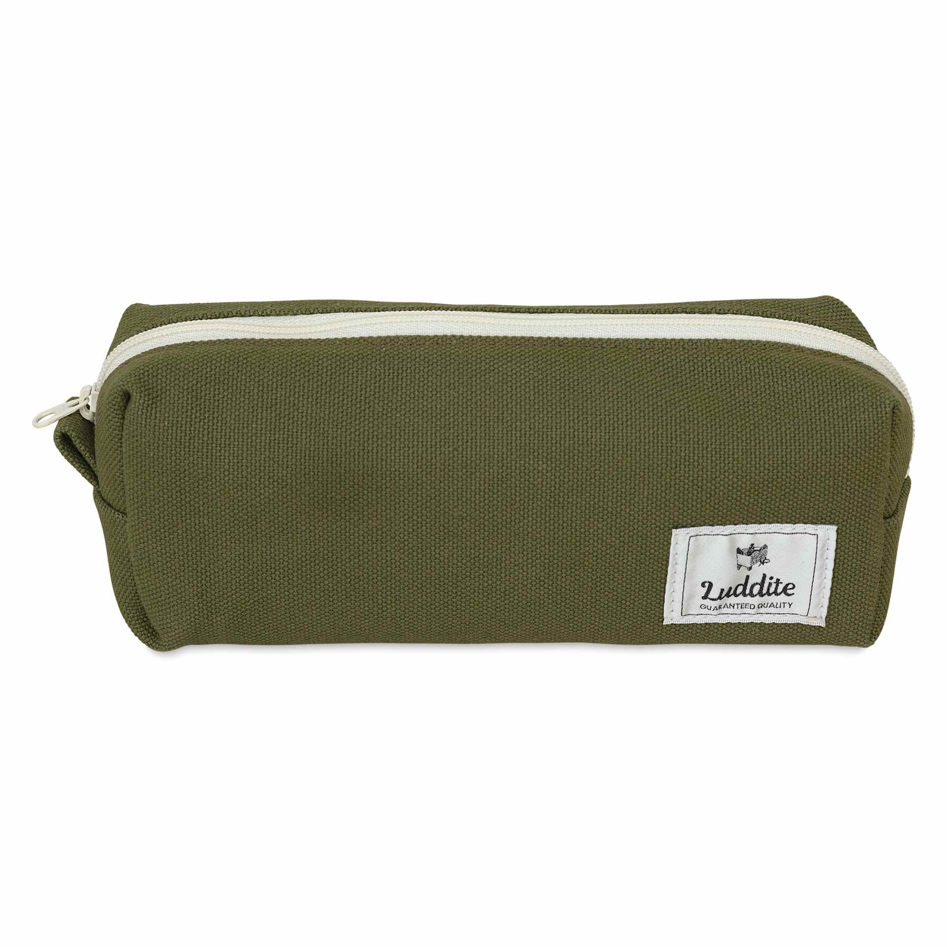 Luddite Canvas Box Pen Case - Khaki Green, front