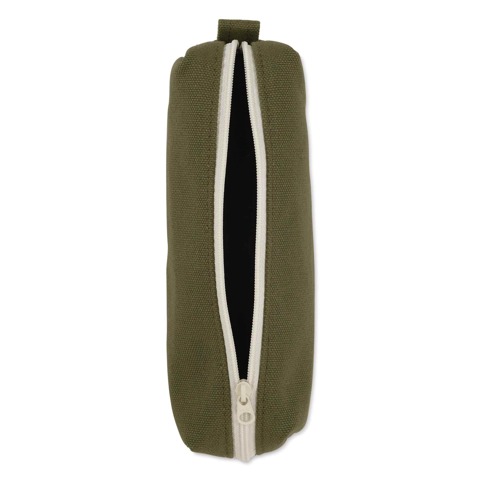 Luddite Canvas Box Pen Case - Khaki Green, open
