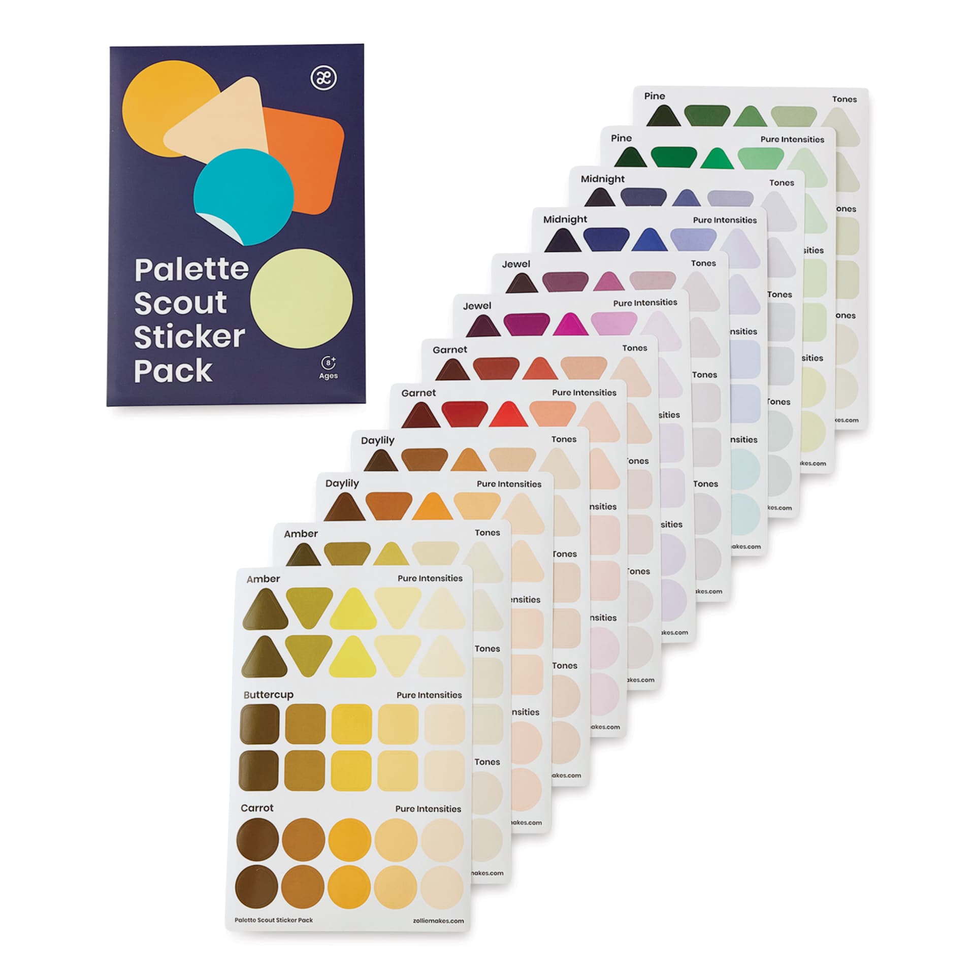 Zollie Palette Scout Sticker Pack, contents with packaging