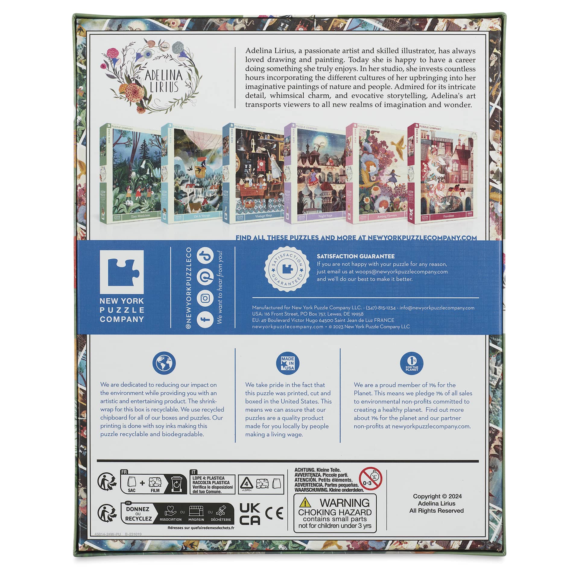 New York Puzzle Company Tiny Musicians 500 Piece Puzzle, back of package