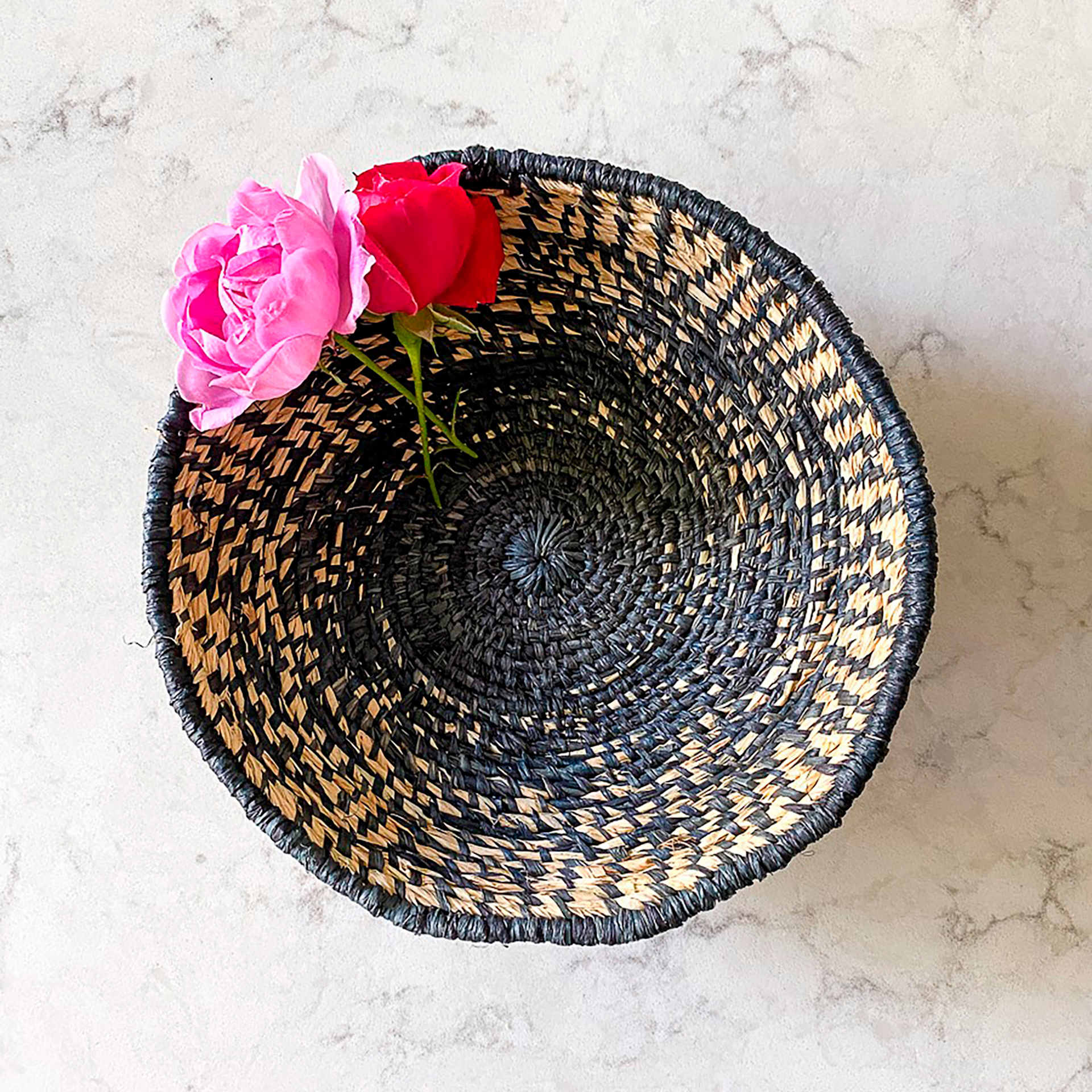 Calliope Basket Making Kit, finished basket with a flower