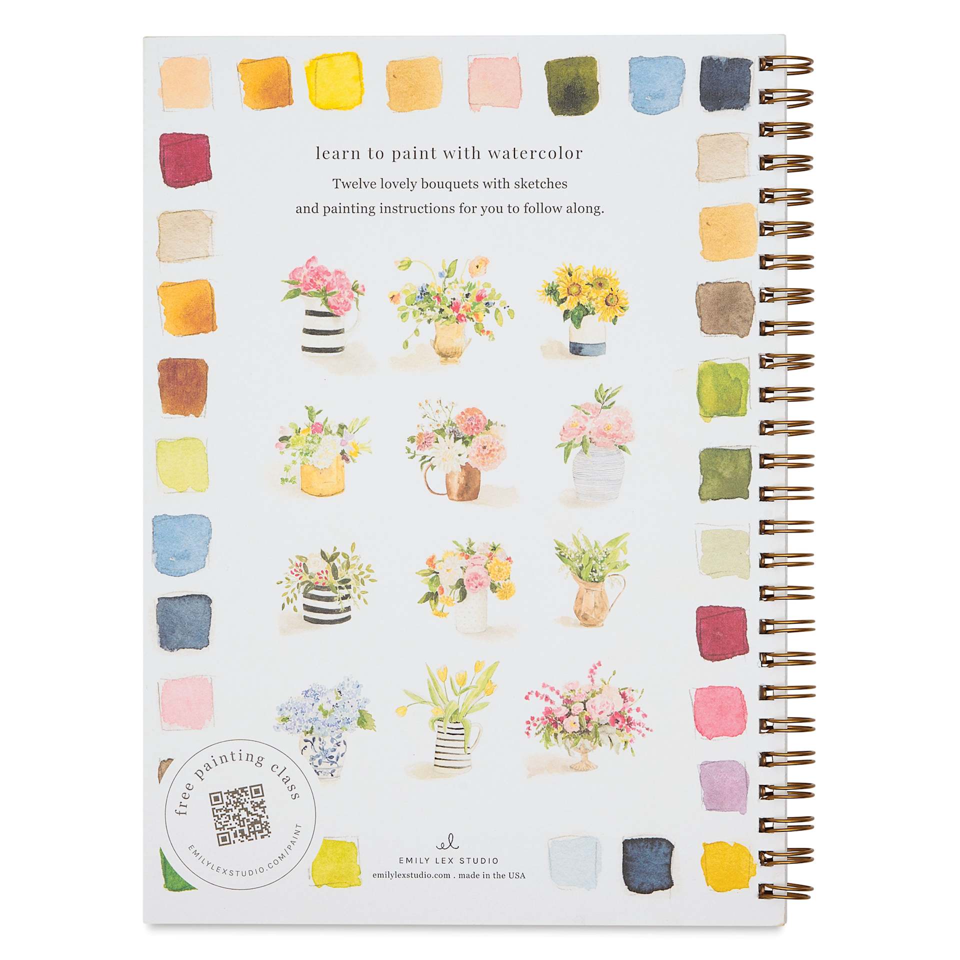 Emily Lex Studio Bouquets Watercolor Workbook - 6-1/2" x 9", back cover