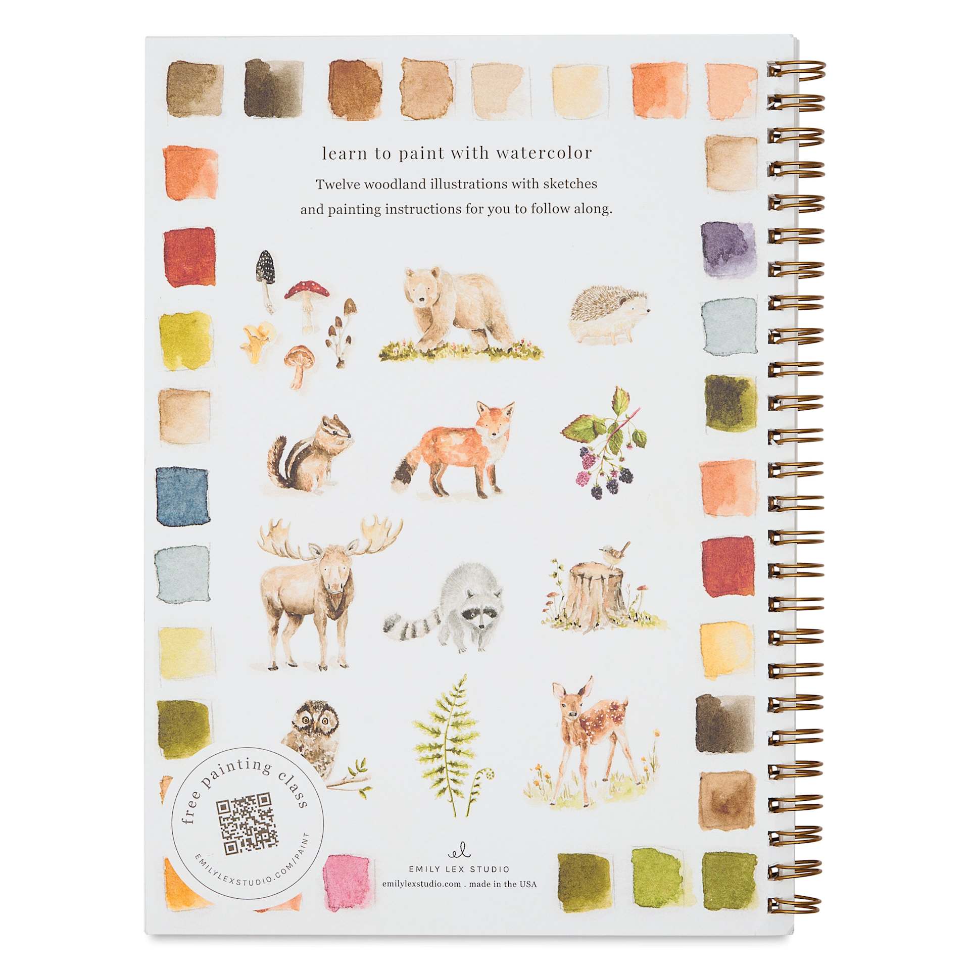 Emily Lex Studio Woodland Watercolor Workbook - 6-1/2" x 9", back cover