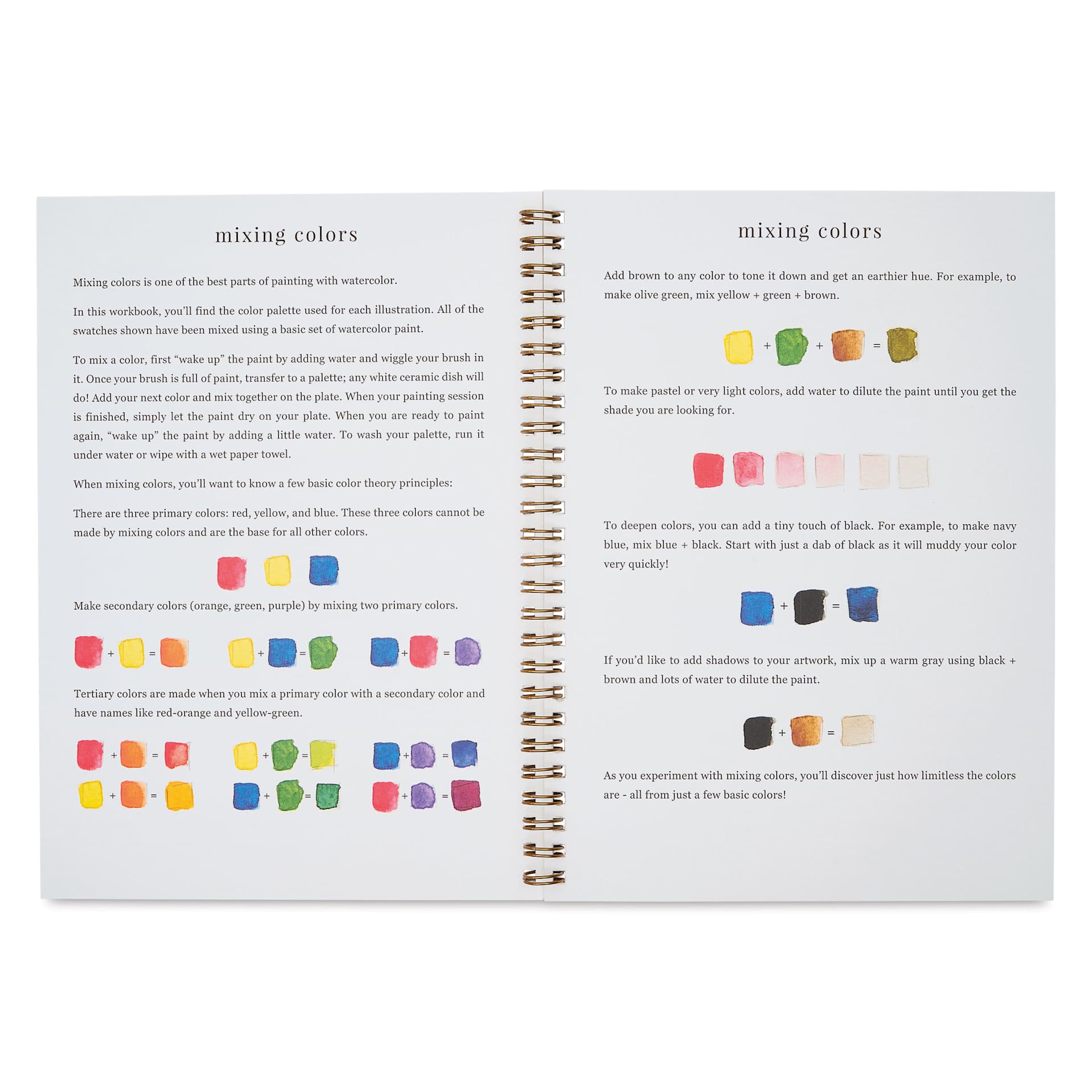 Emily Lex Studio Woodland Watercolor Workbook - 6-1/2" x 9", mixing colors