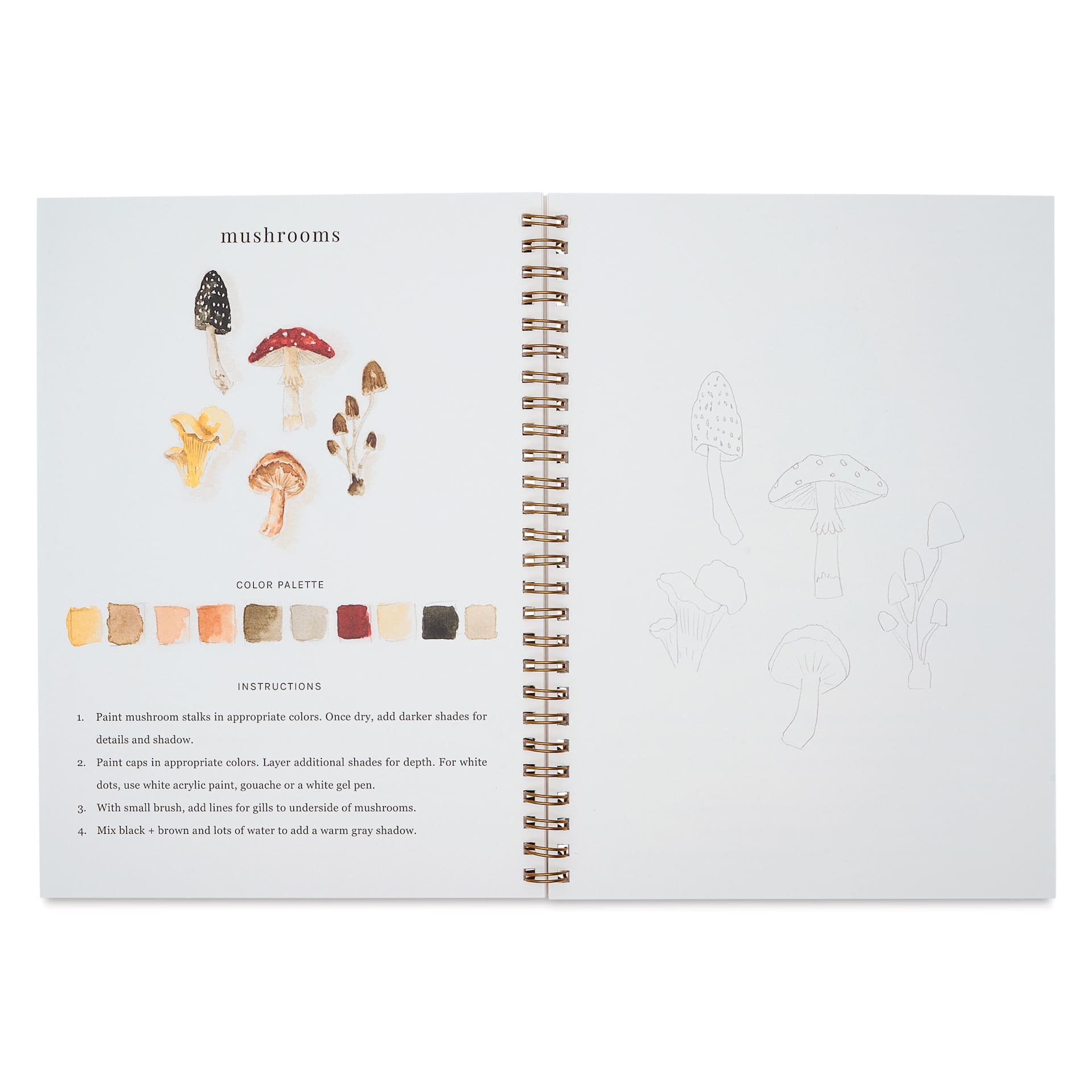 Emily Lex Studio Woodland Watercolor Workbook - 6-1/2" x 9", mushrooms