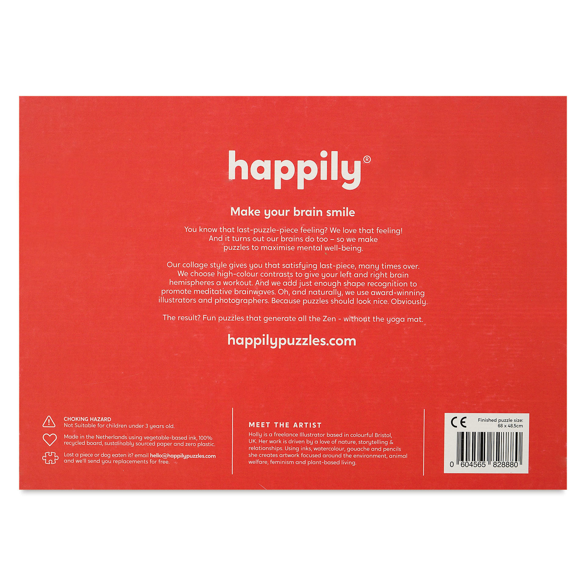 Happily Puzzles 1000-Piece Stationery Jigsaw Puzzle, back of packaging