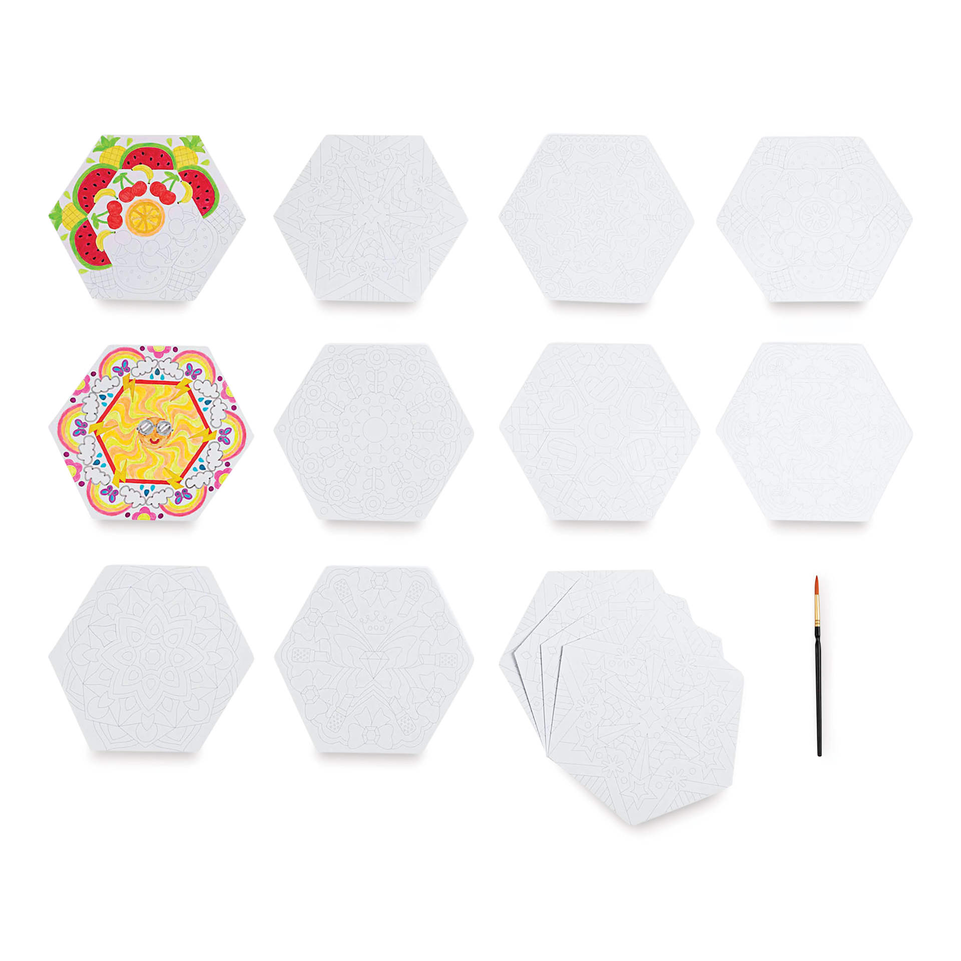 Brea Reese Vivid Mixed Media Coloring Pad - Hex, 8.8" x 9", themed pages