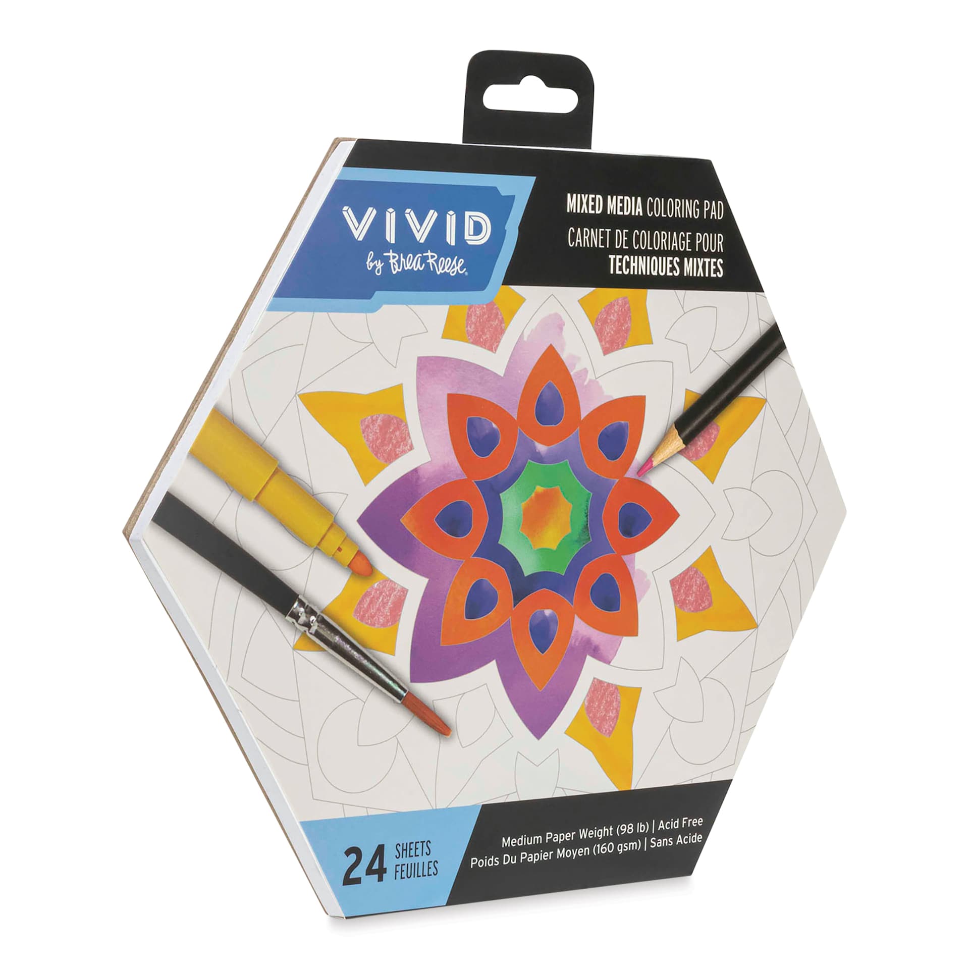 Brea Reese Vivid Mixed Media Coloring Pad - Hex, 8.8" x 9"