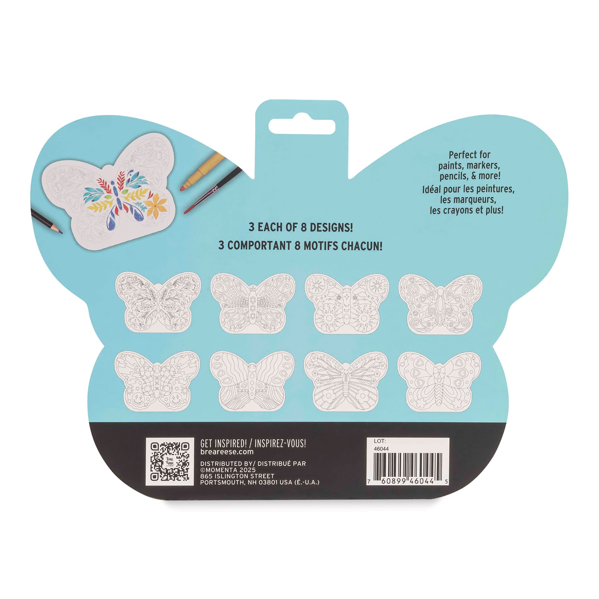 Brea Reese Vivid Mixed Media Coloring Pad - Butterfly, 7.8" x 9.6", back of pad