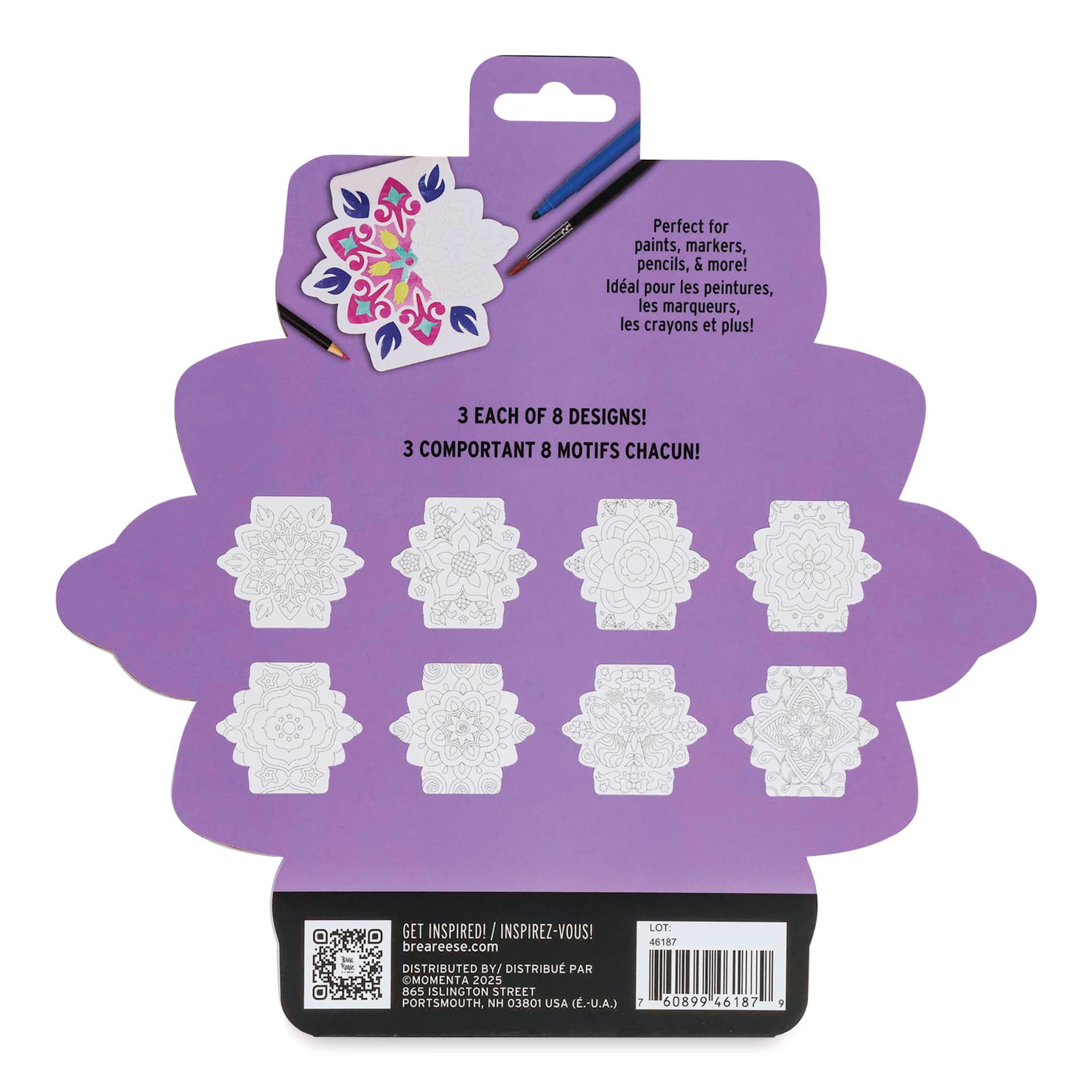 Brea Reese Vivid Mixed Media Coloring Pad - Tile, 9.5" x 9.7", back of pad