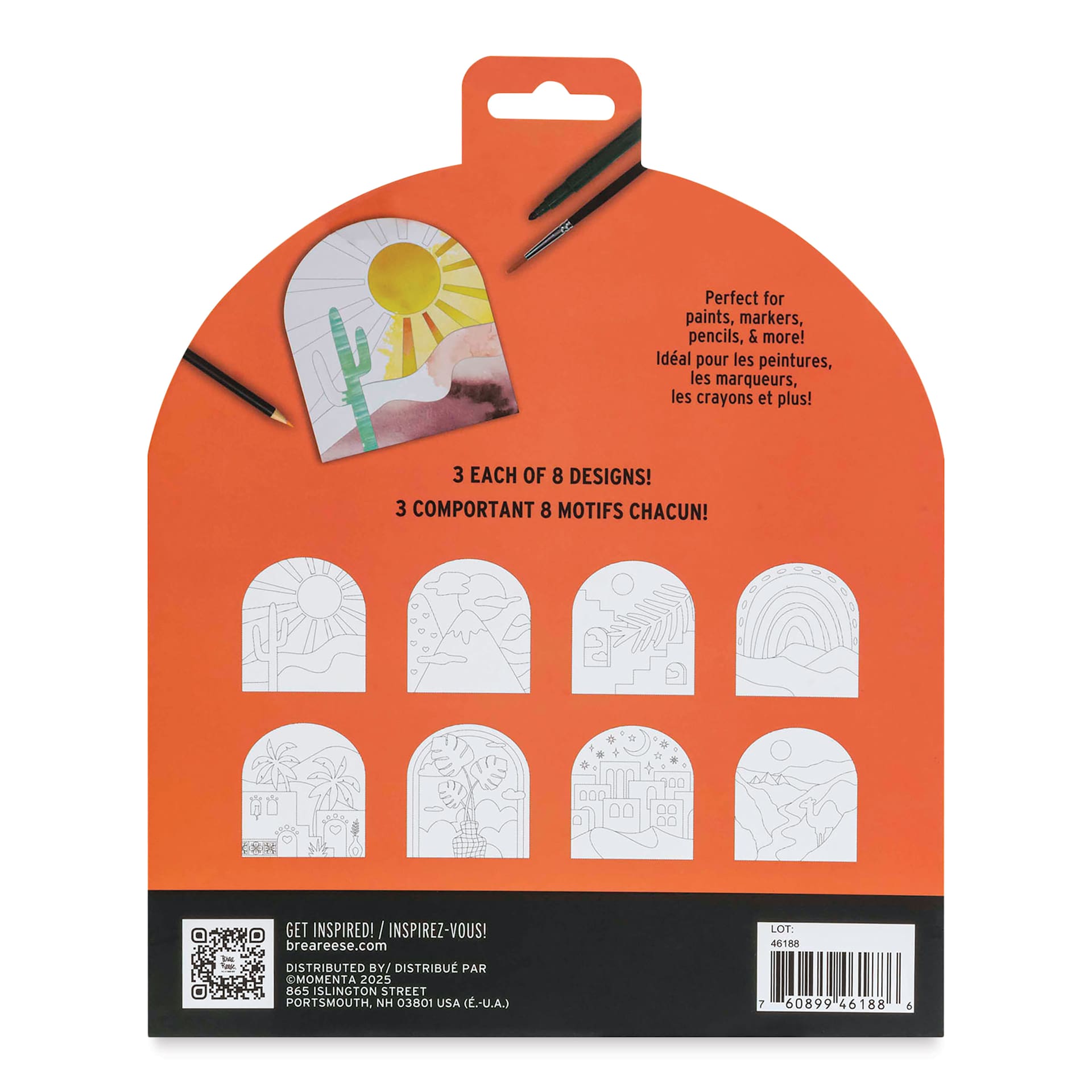 Brea Reese Vivid Mixed Media Coloring Pad - Boho, 7.6" x 9.4", back of pad