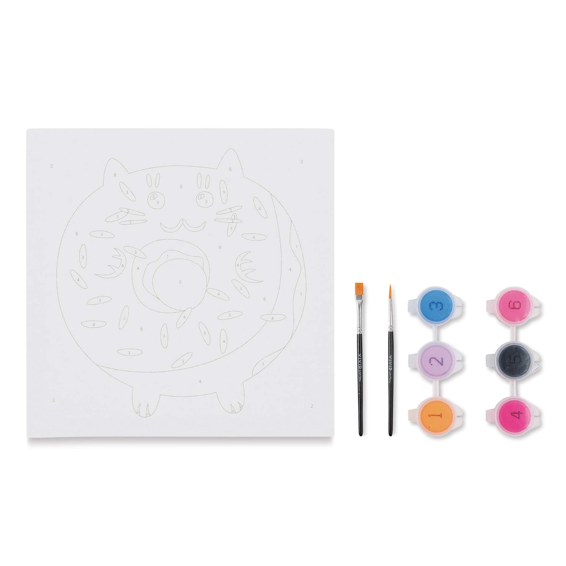 Brea Reese Vivid Mini Paint-by-Number Kit - Cat Donut, contents