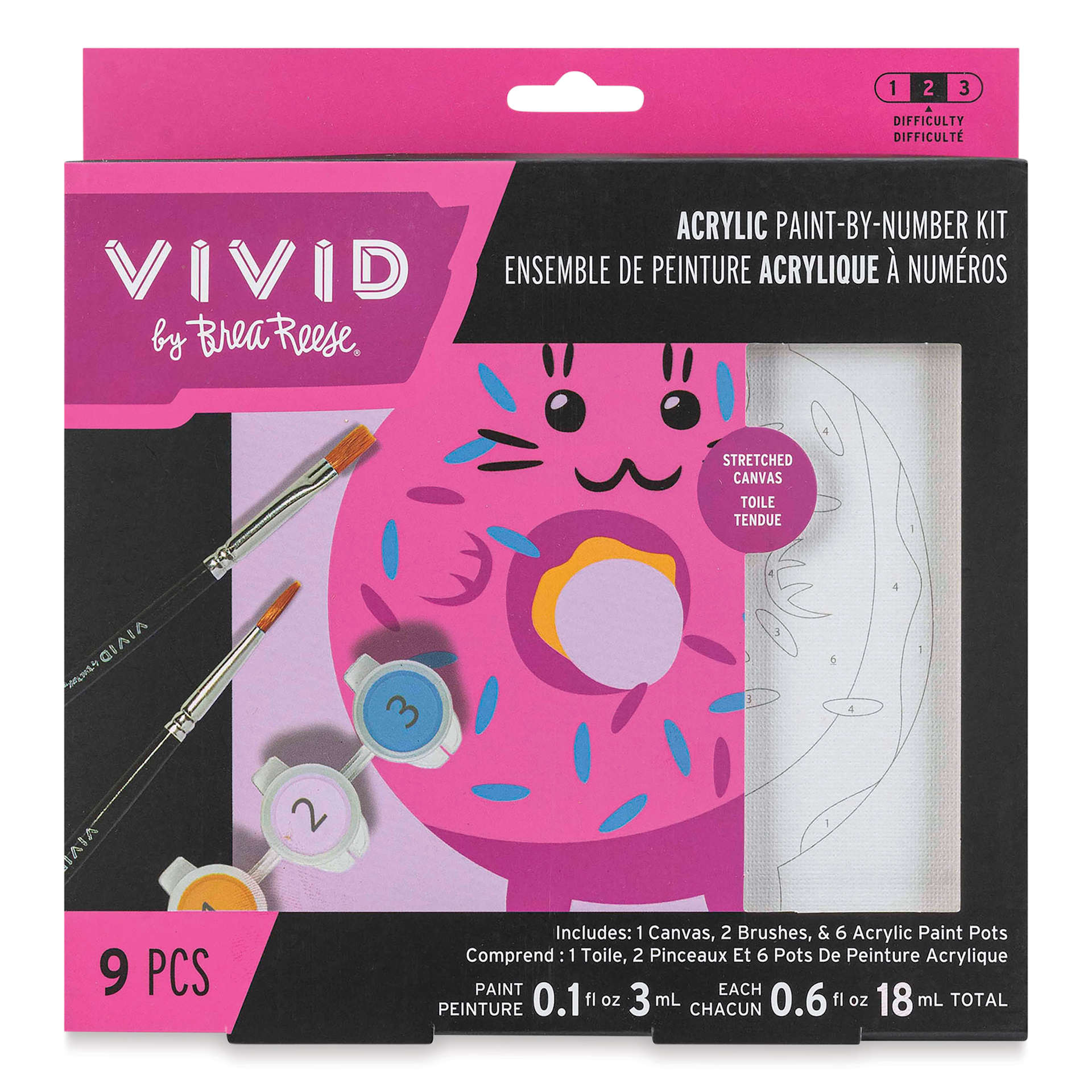 Brea Reese Vivid Mini Paint-by-Number Kit - Cat Donut, front of packaging