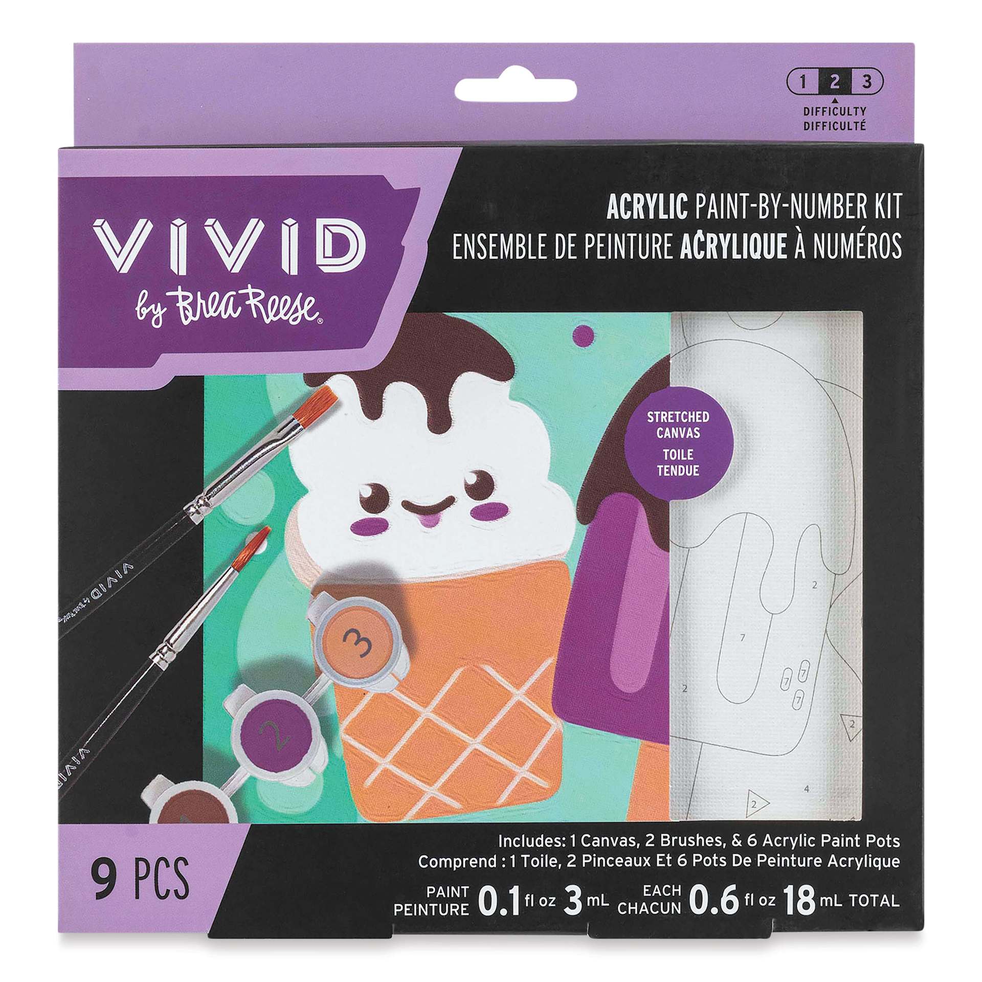 Brea Reese Vivid Mini Paint-by-Number Kit - Ice Cream, front of packaging
