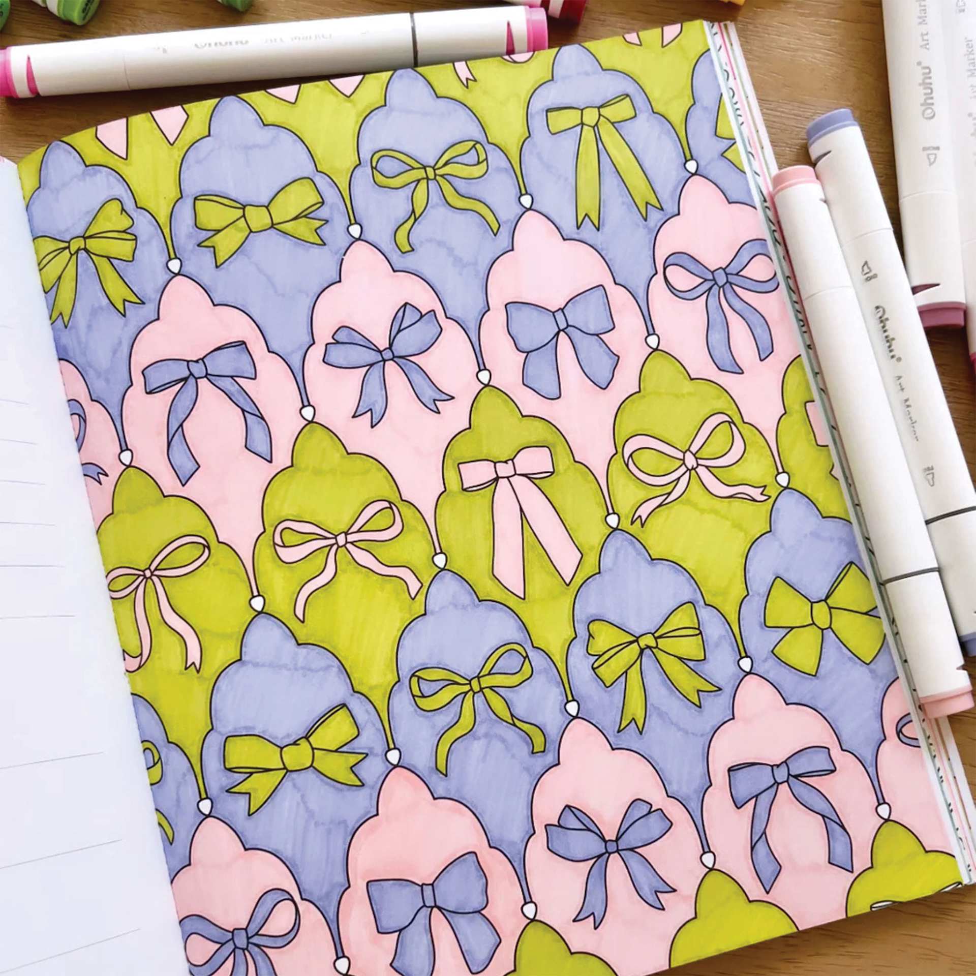 Elyse Breanne Put a Bow On It Coloring Book, fully colored page