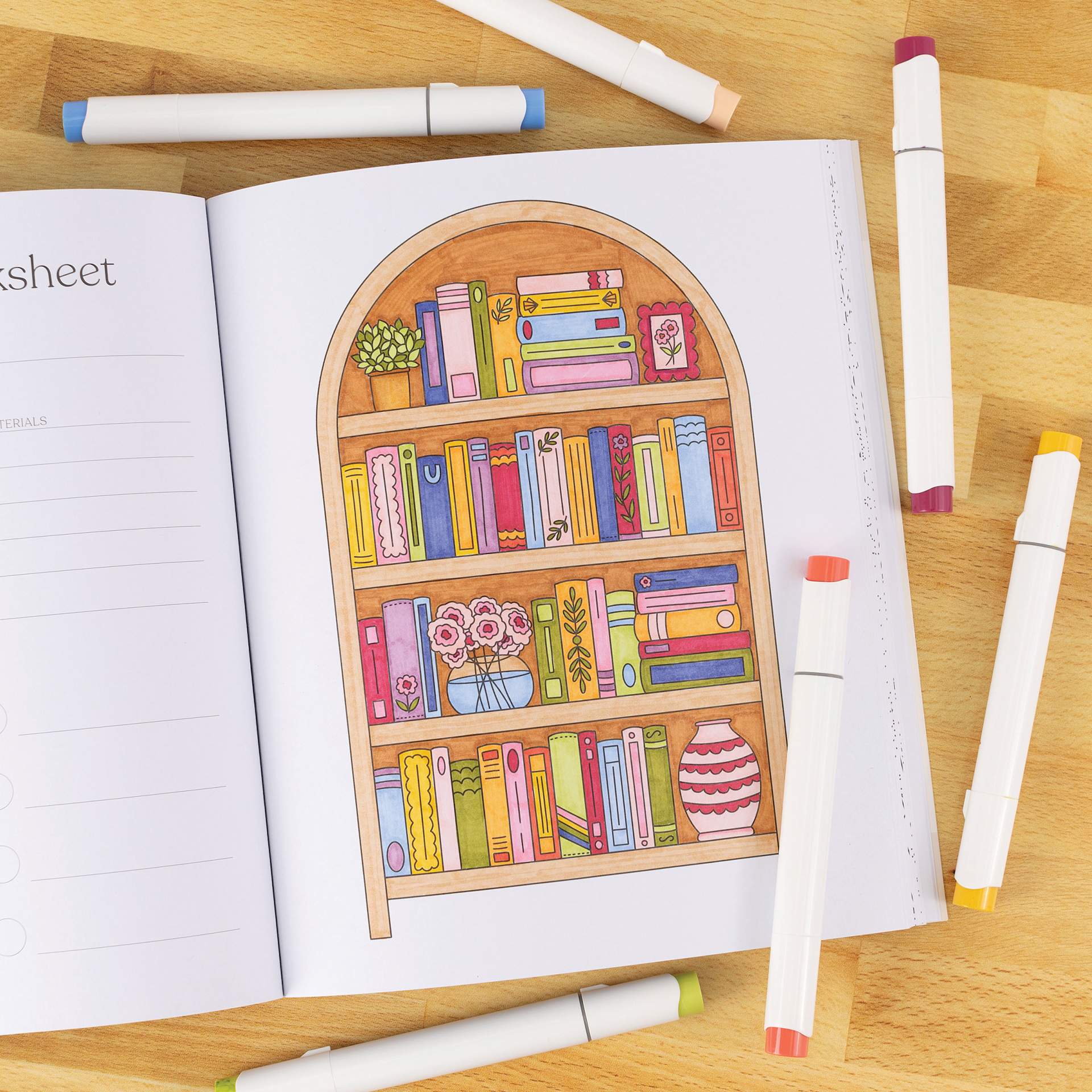 Elyse Breanne All Booked Up Coloring Book, bookshelf picture