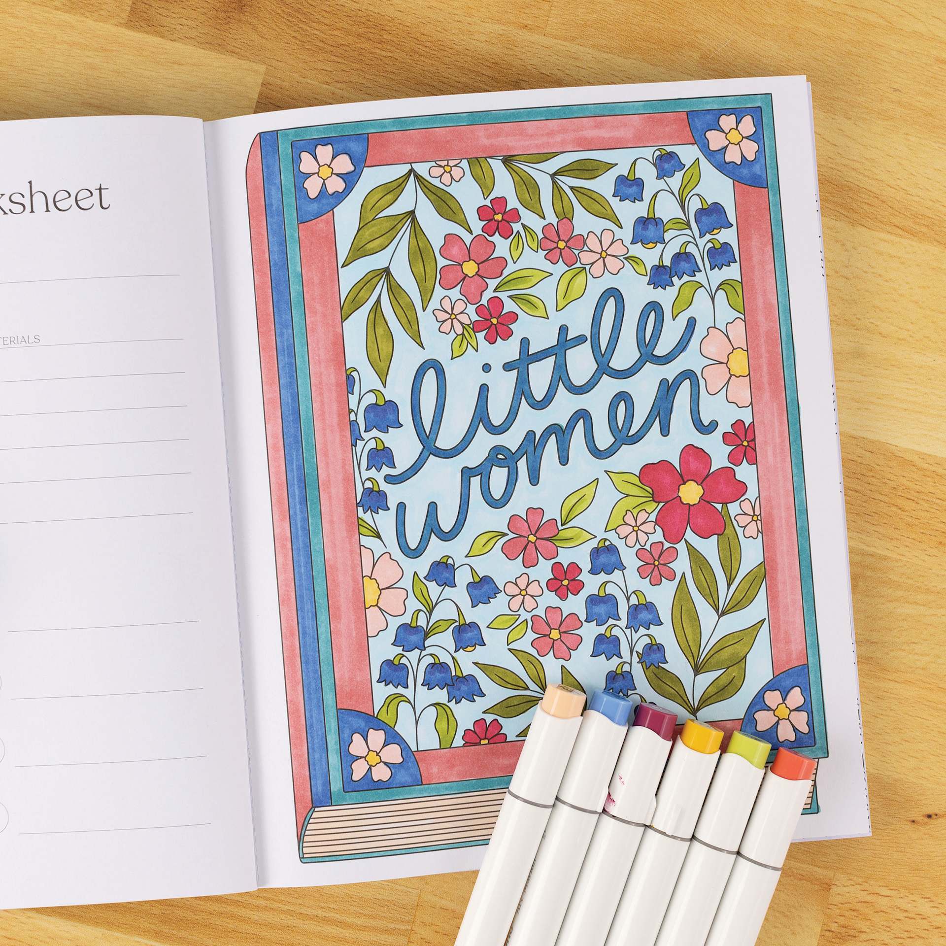 Elyse Breanne All Booked Up Coloring Book, "little women" cursive page
