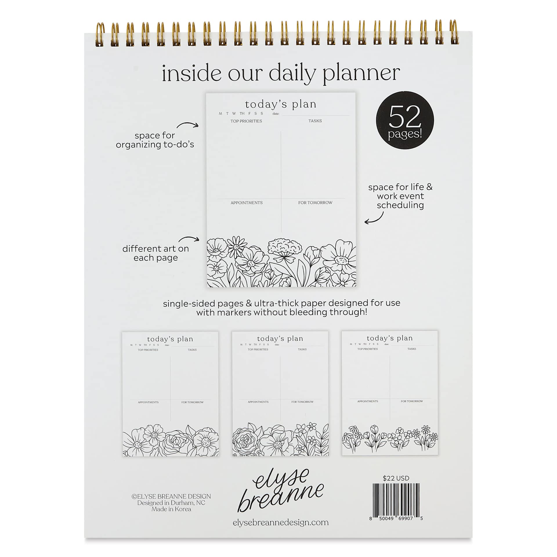 Elyse Breanne Color-in Daily Planner, back