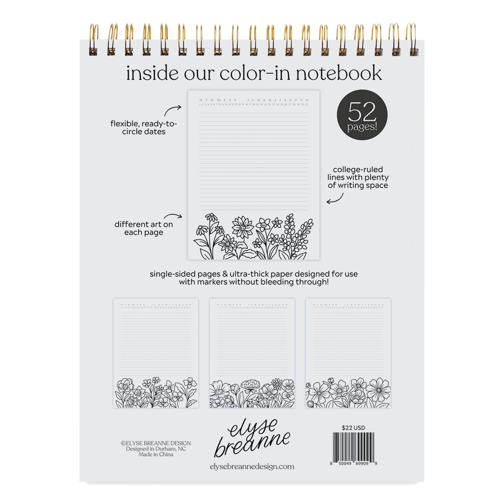 Elyse Breanne Color-in Notebook, back