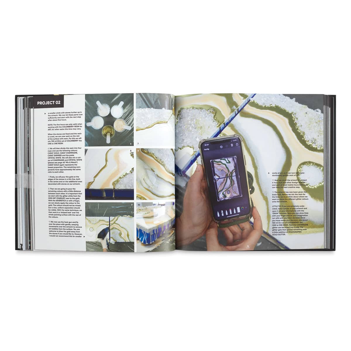 Colorberry Resin Geode Art, page in book