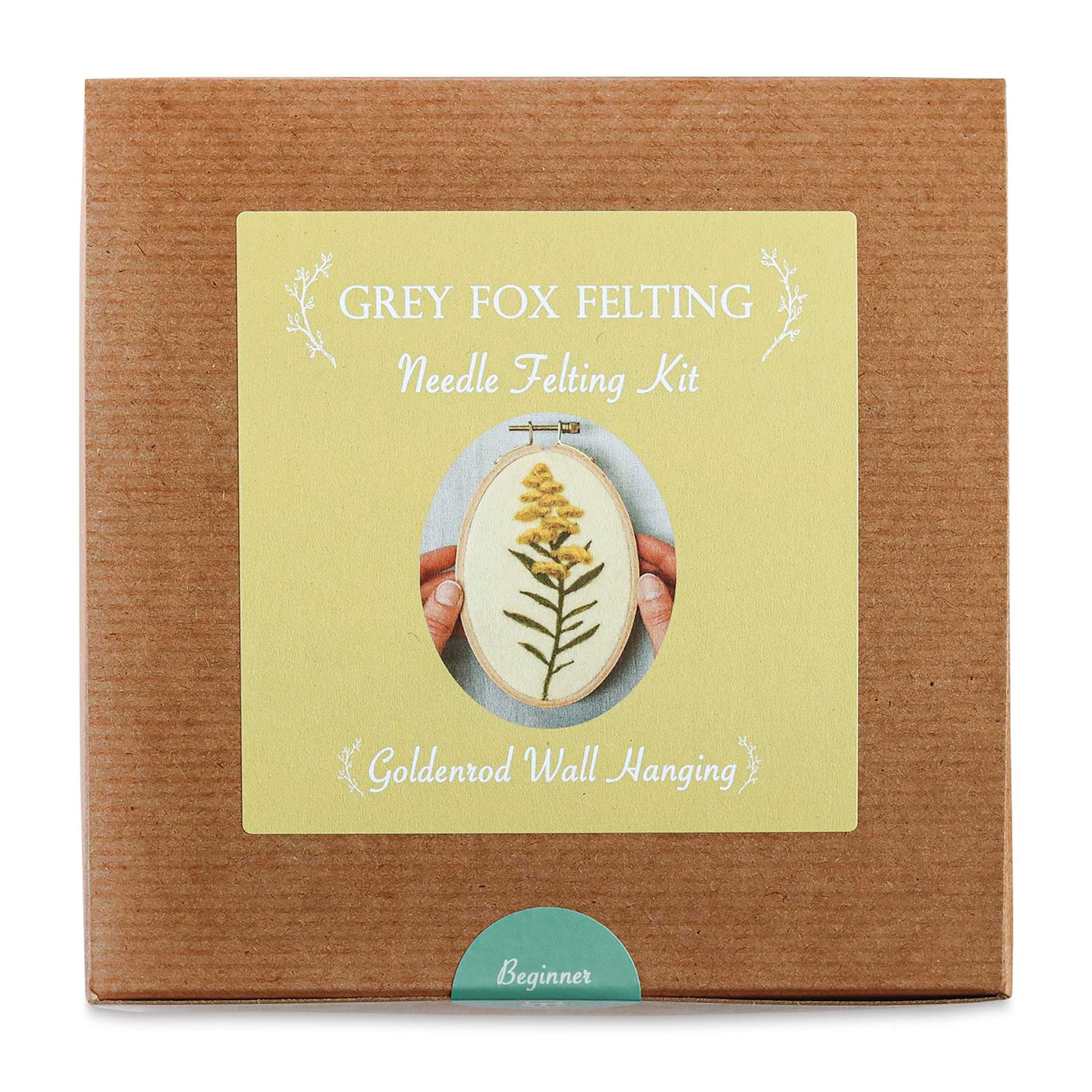 Grey Fox Felting Needle Felted Wall Hanging Kit (Front of packaging)