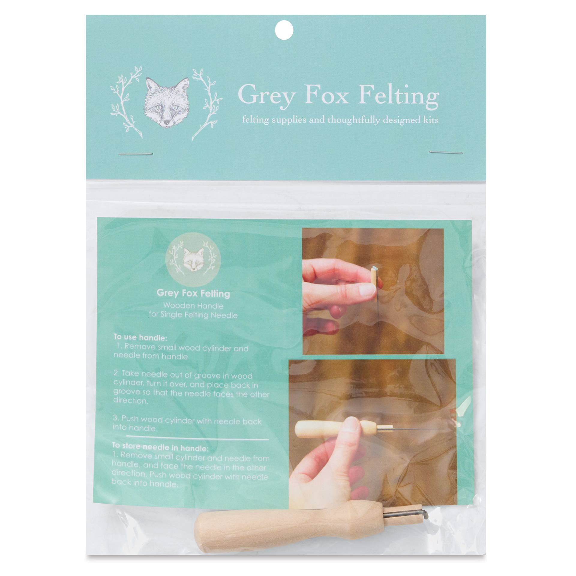 Grey Fox Felting Needle Holder Tool, front of the packaging