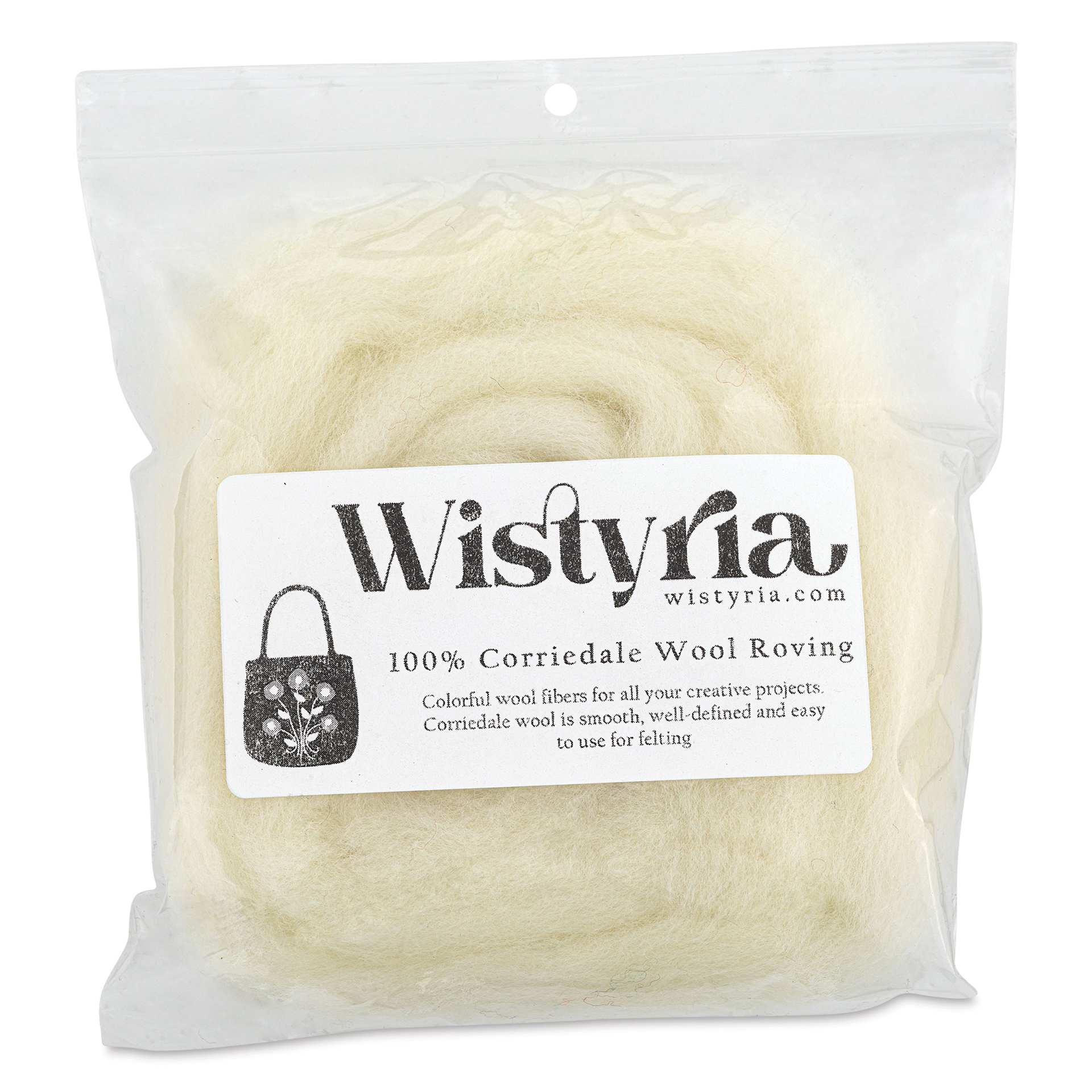 Wistyria Editions 100% Wool Roving - Natural, 36" -  front of packaging