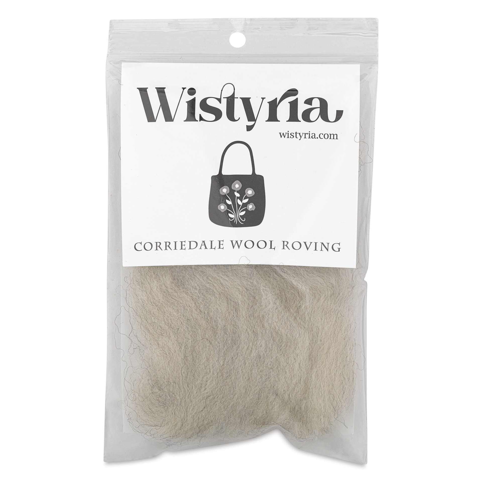 Wistyria Editions 100% Wool Roving - Light Grey, 14" - front of packaging