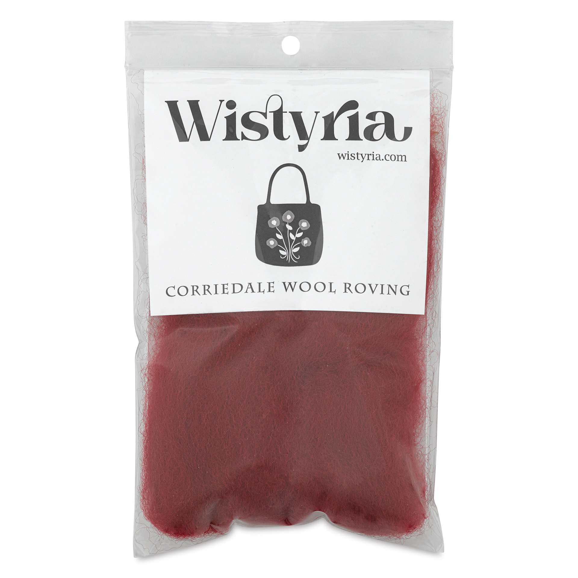 Wistyria Editions 100% Wool Roving - Cherry, 14" - front of packaging
