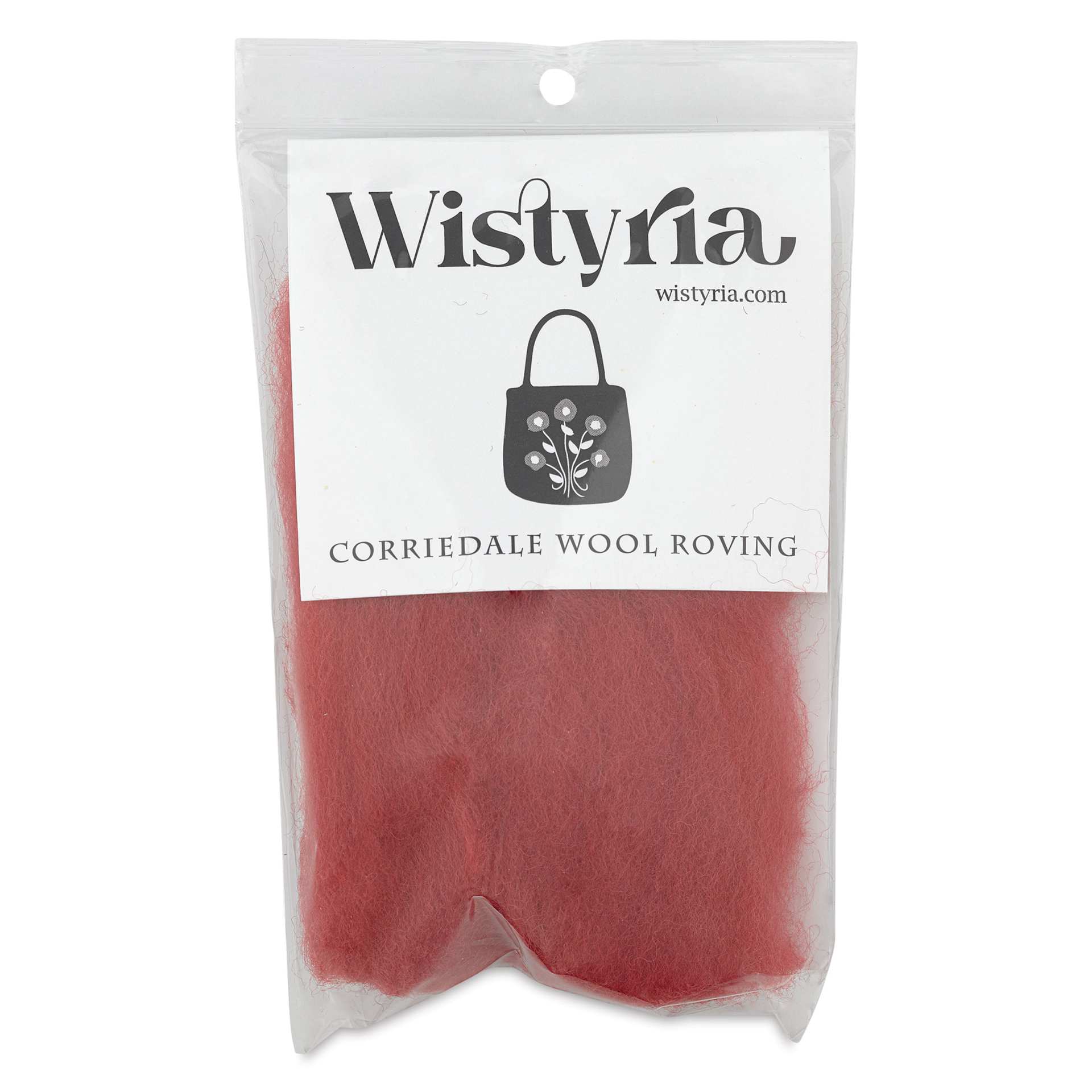 Wistyria Editions 100% Wool Roving - Berry, 14" - front of packaging