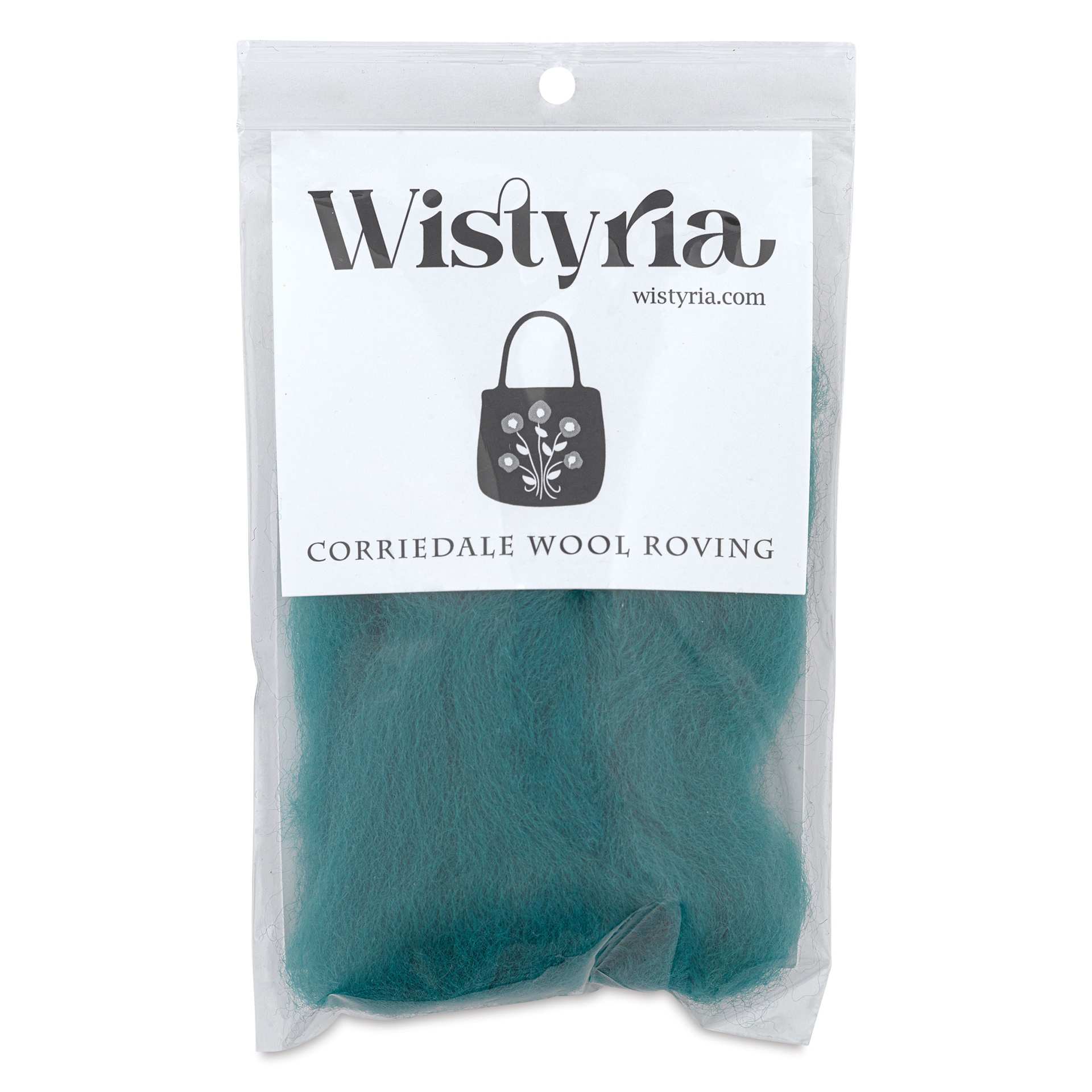 Wistyria Editions 100% Wool Roving - Teal, 14" - front of packaging