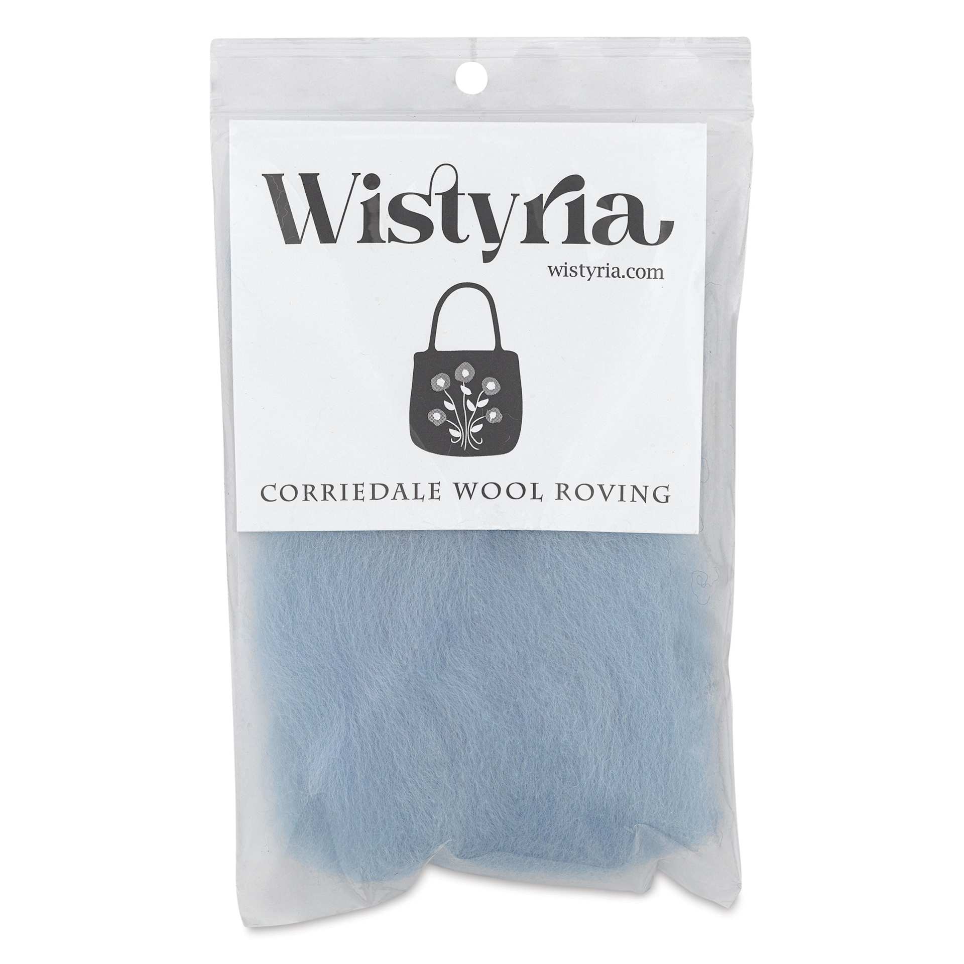 Wistyria Editions 100% Wool Roving - Pale Blue, 14" - front of packaging