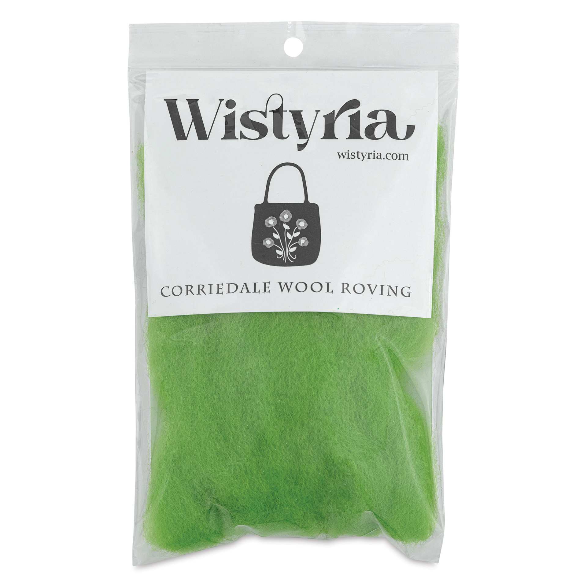 Wistyria Editions 100% Wool Roving - Lime, 14" - front of packaging