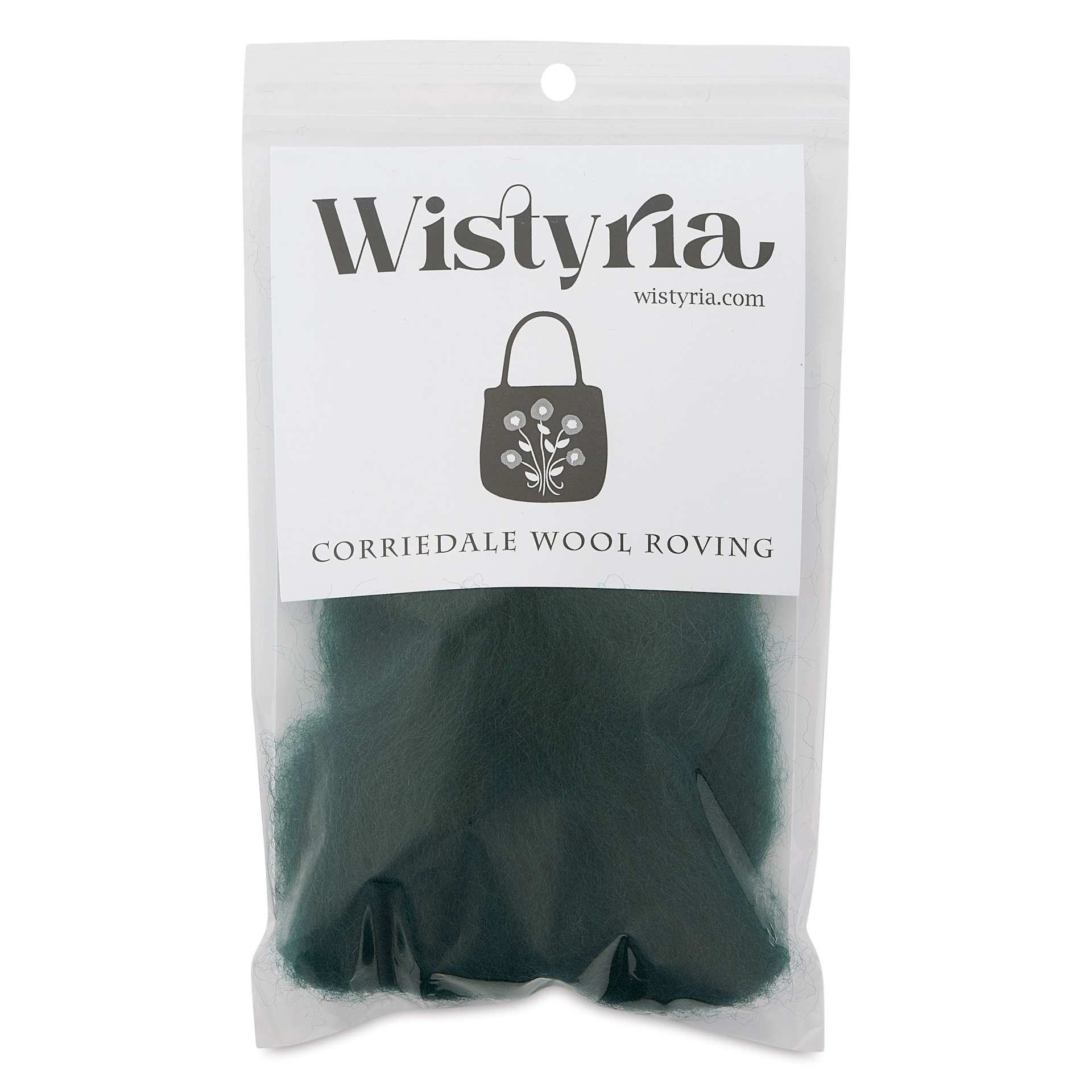 Wistyria Editions 100% Wool Roving - Fir, 14" front of packaging