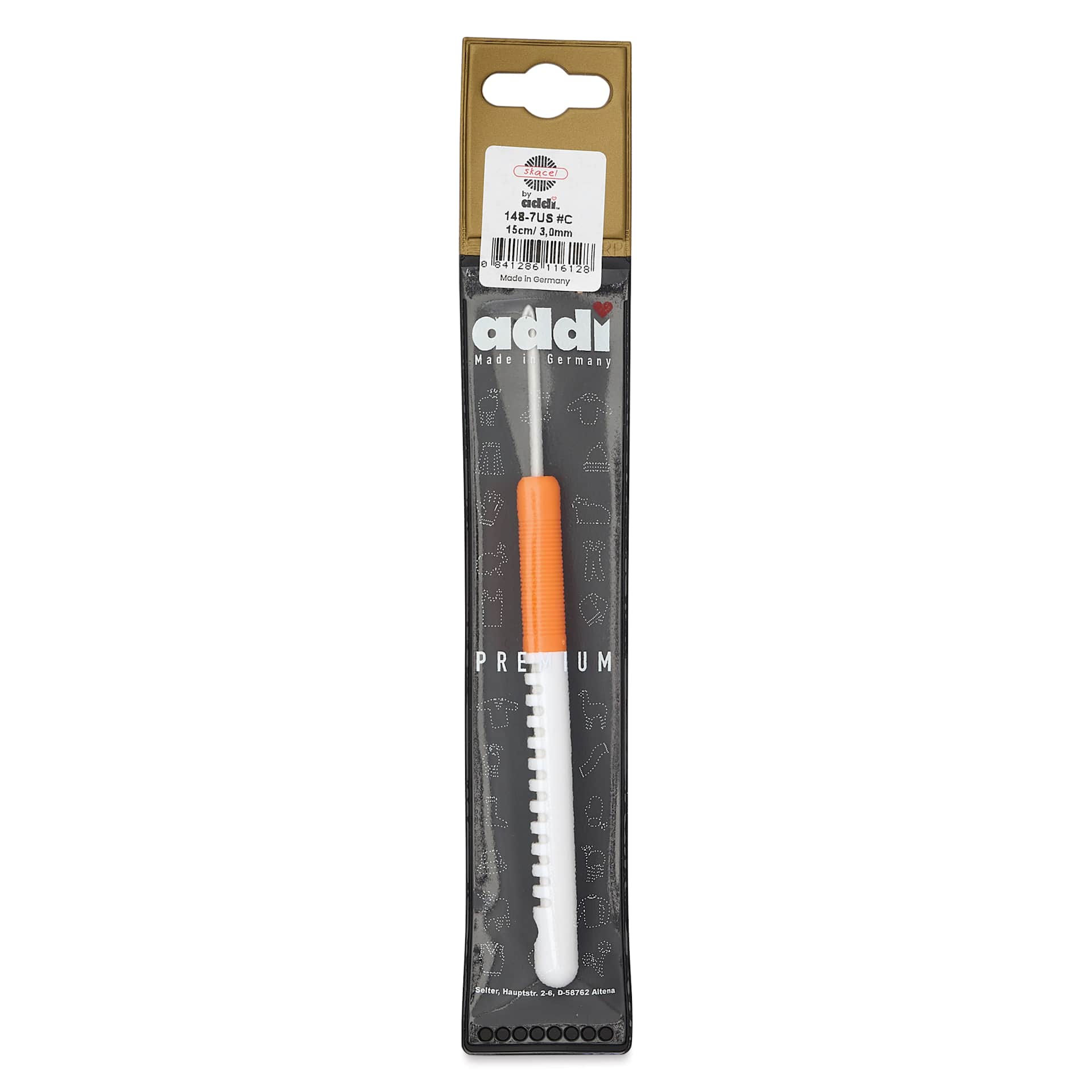 Skacel by Addi Comfort Grip Crochet Hook - US C, 3.00" front of packaging
