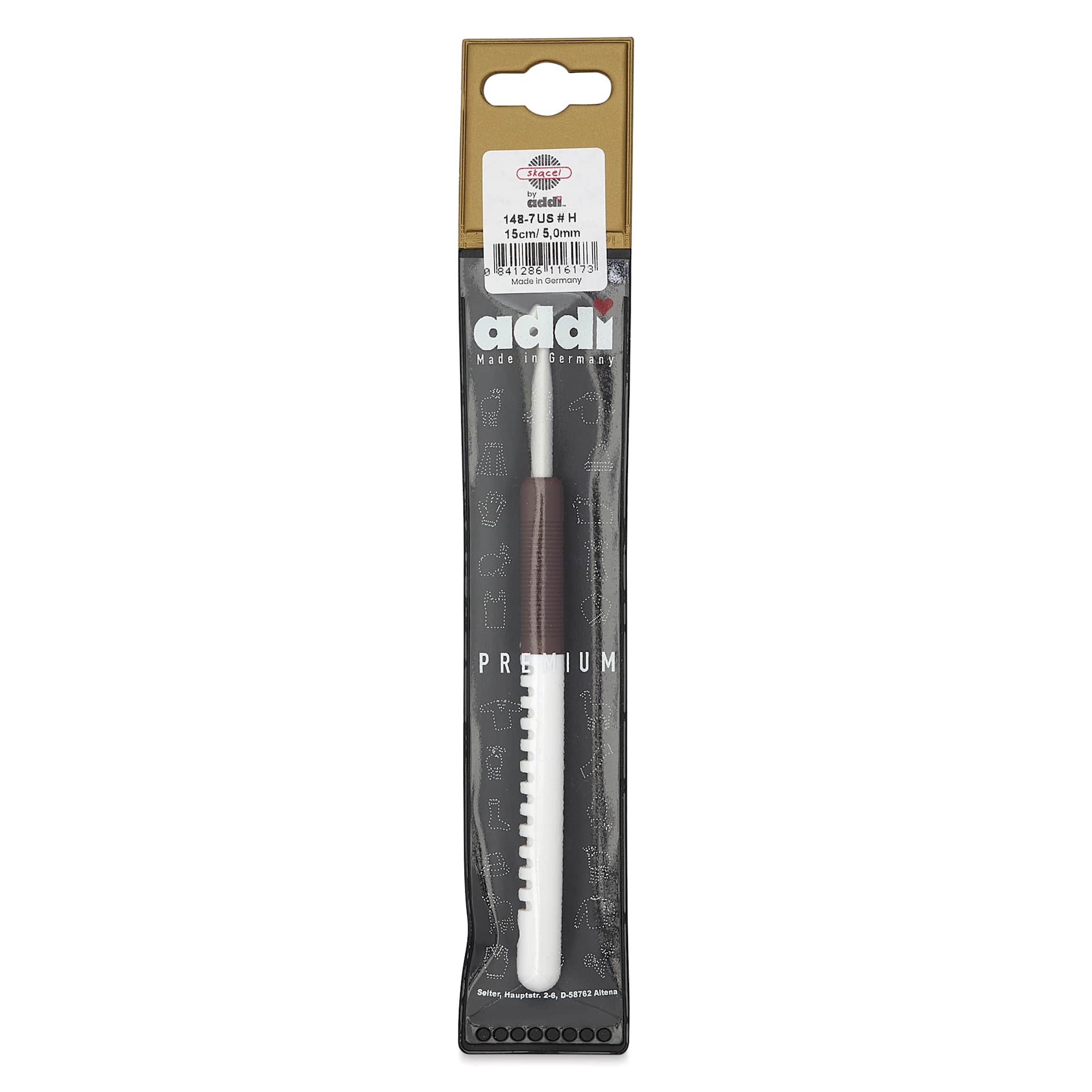 Skacel by Addi Comfort Grip Crochet Hook - US H, 5.00" front of packaging