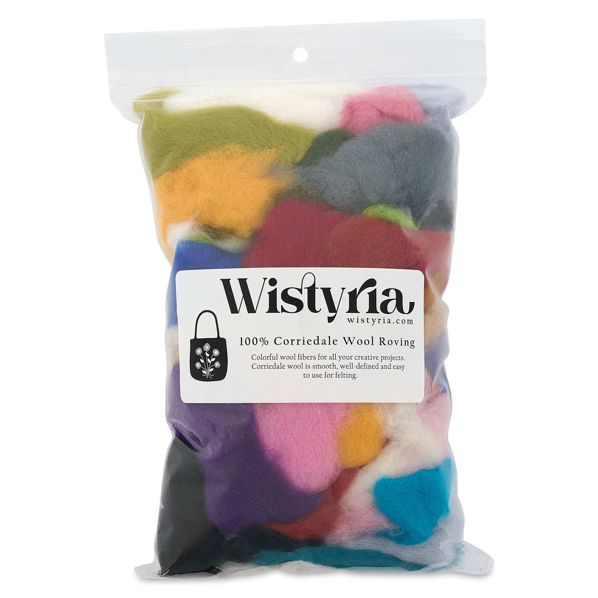 Wistyria Editions 100% Wool Roving Bits & Ends - 2 oz Bag front of packaging