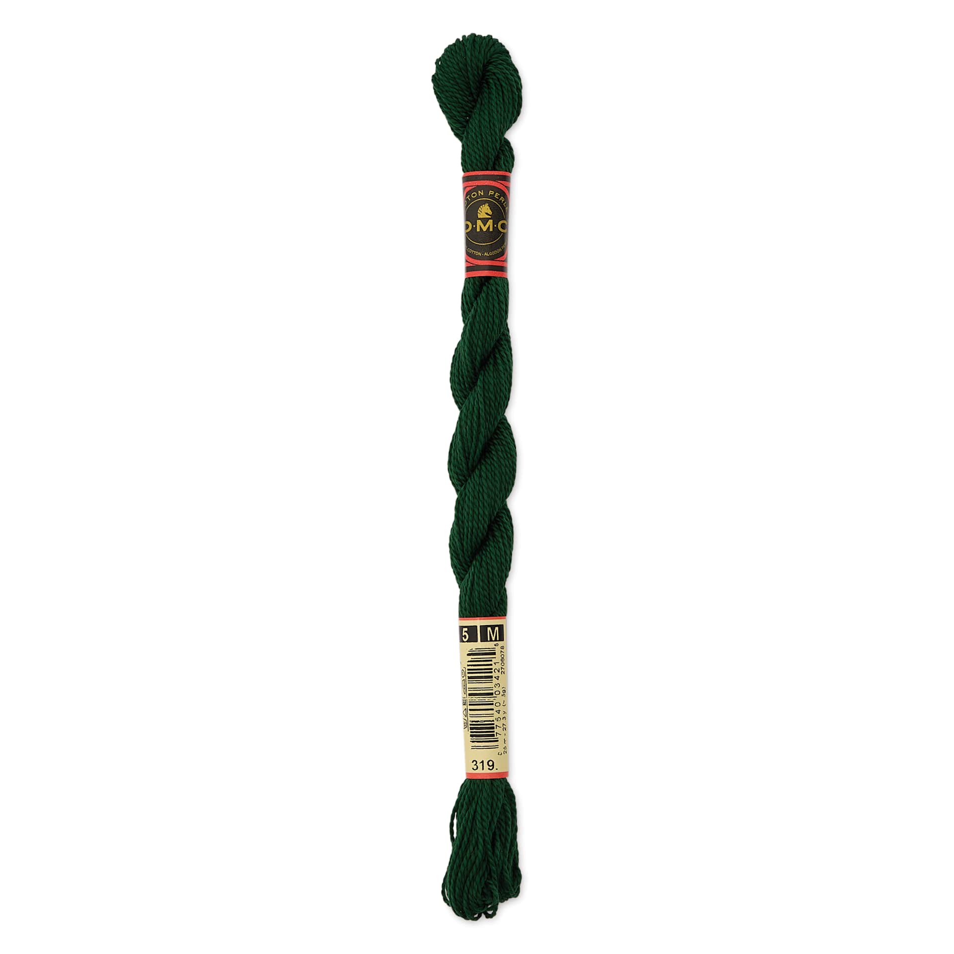 DMC Pearl Cotton Thread - 319 Very Dark Pistachio Green, Size 5