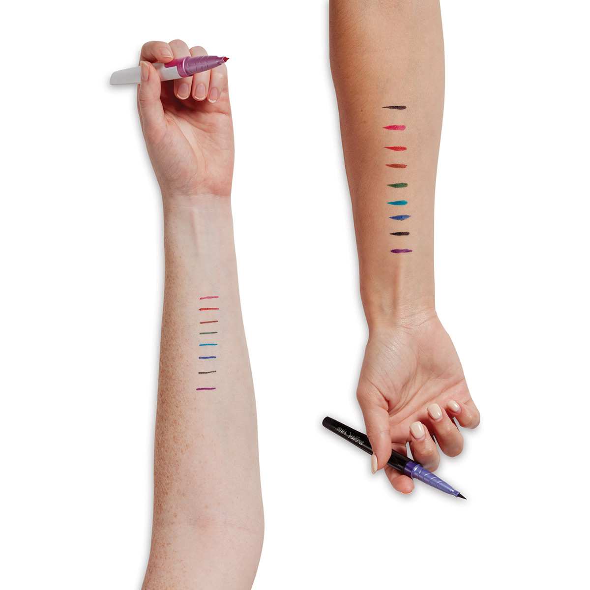 Bic BodyMark Mixed Tip Temporary Tattoo Markers - Set of 8, Assorted Colors (Swatches on models)