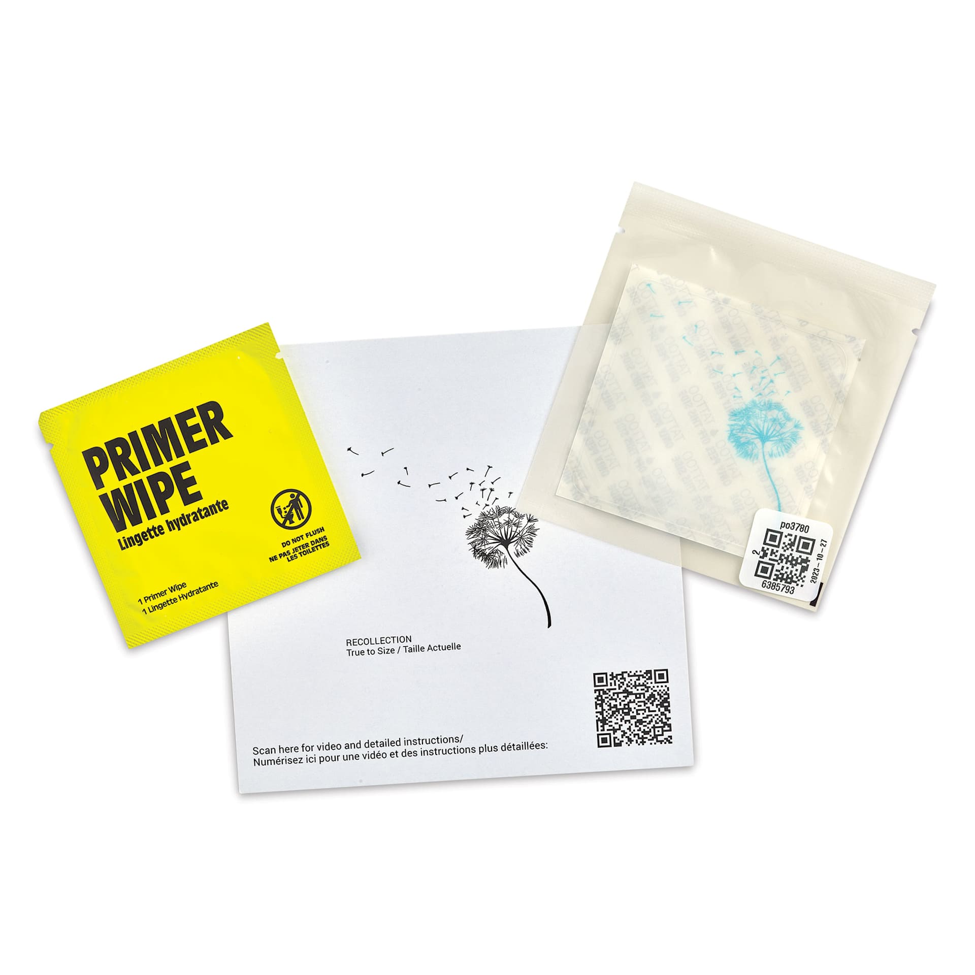 Inkbox Semi-Permanent Tattoos - Recollection, 3" x 3", Recollection tattoo with wipe