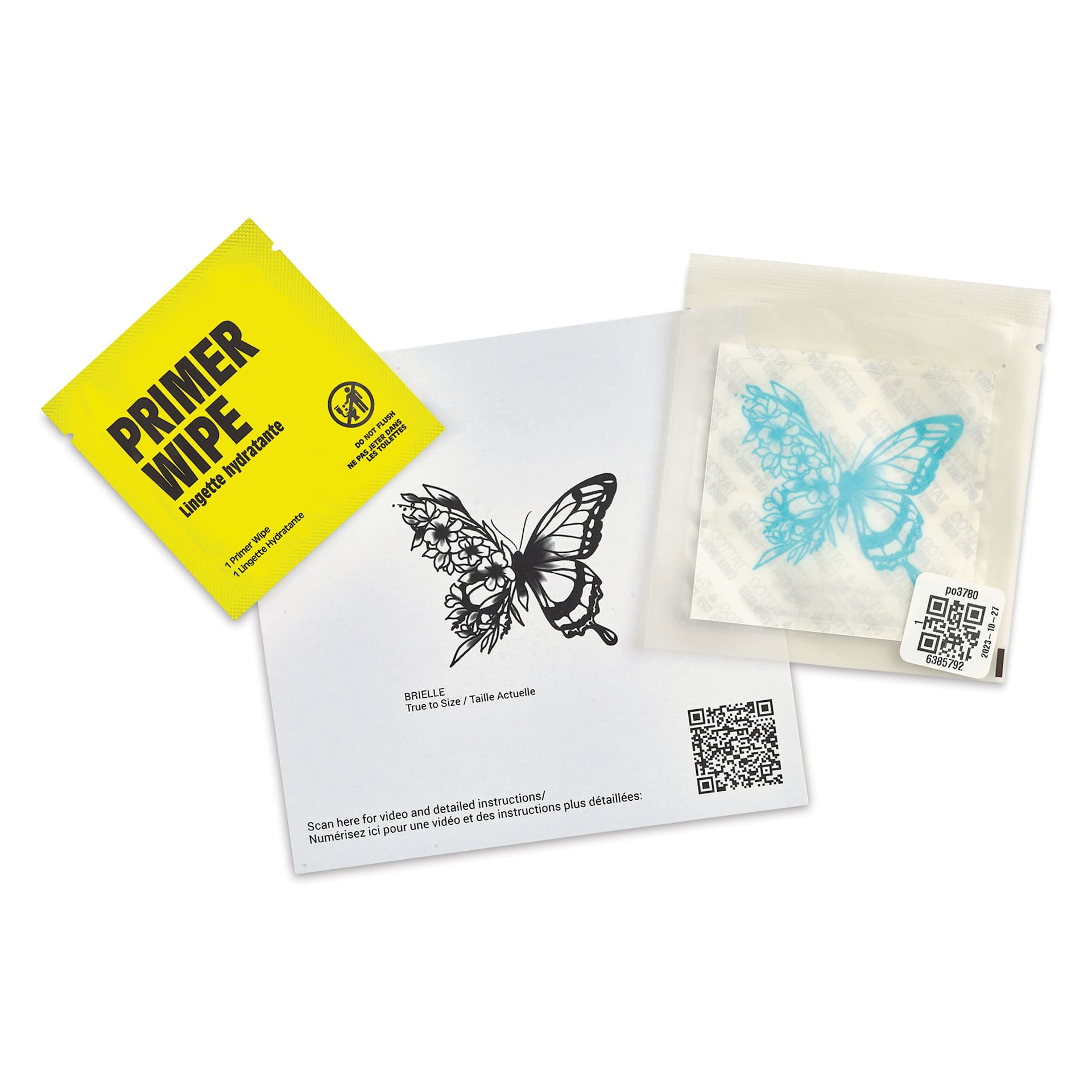 Inkbox Semi-Permanent Tattoos - Brielle, 3" x 3", Brielle tattoo with wipe