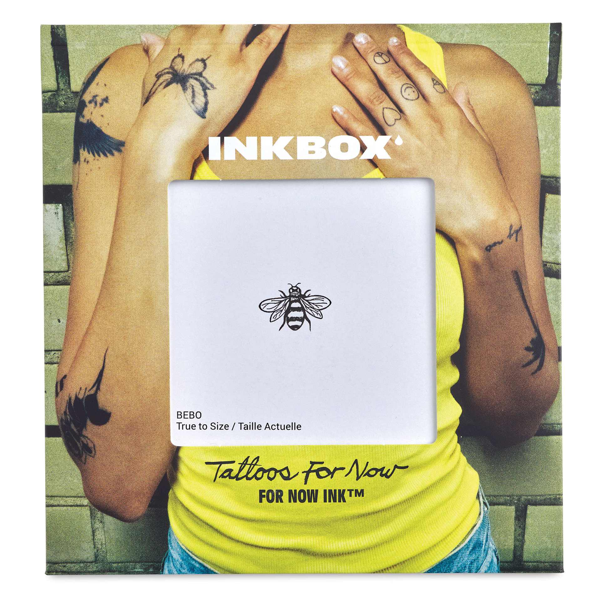 Inkbox Semi-Permanent Tattoos - Bebo, 1" x 1", front of packaging