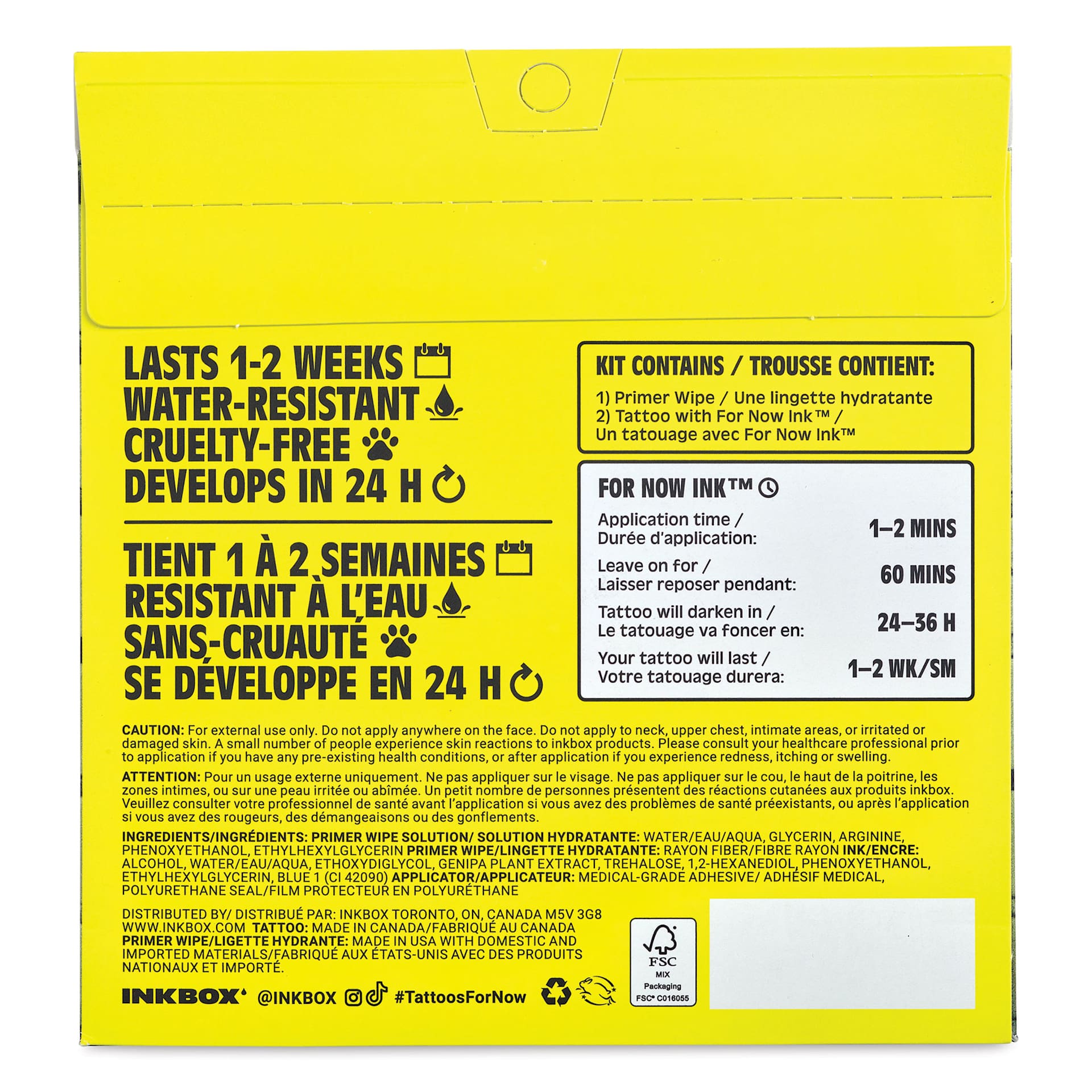 Inkbox Semi-Permanent Tattoos - Willughby, 2" x 2" (Back of packaging)