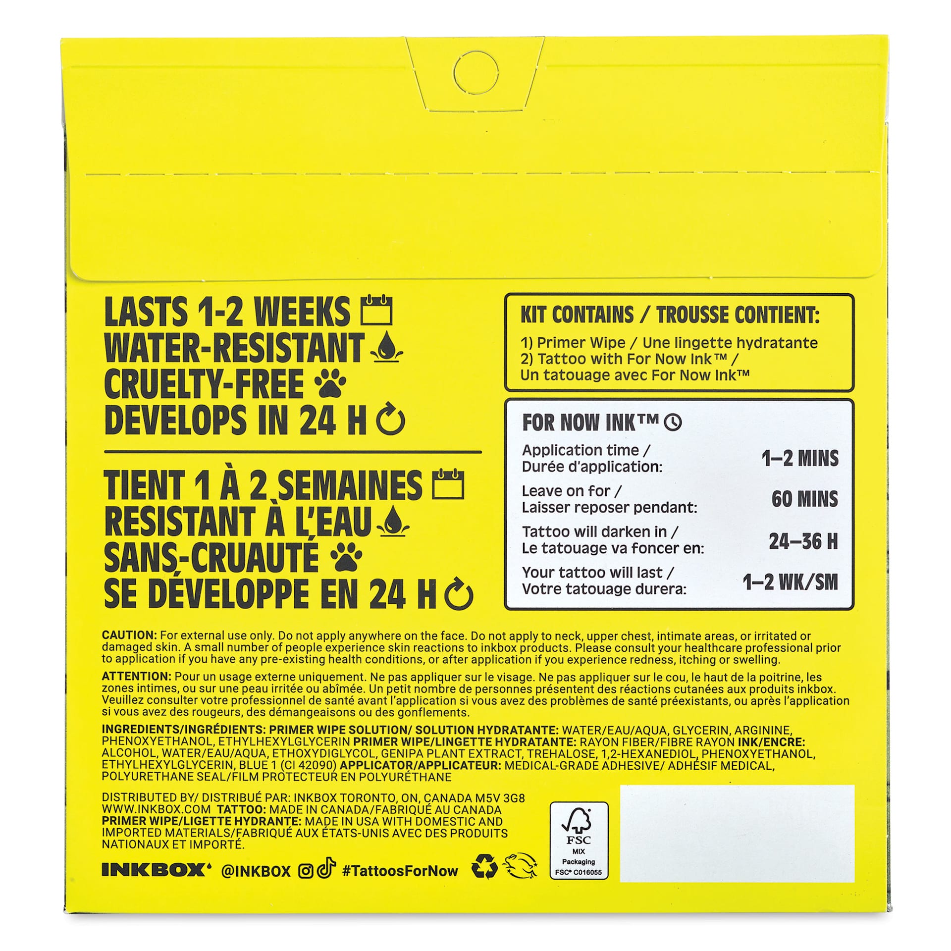 Inkbox Semi-Permanent Tattoos - Tiny Dancers, 2" x 2", back of packaging