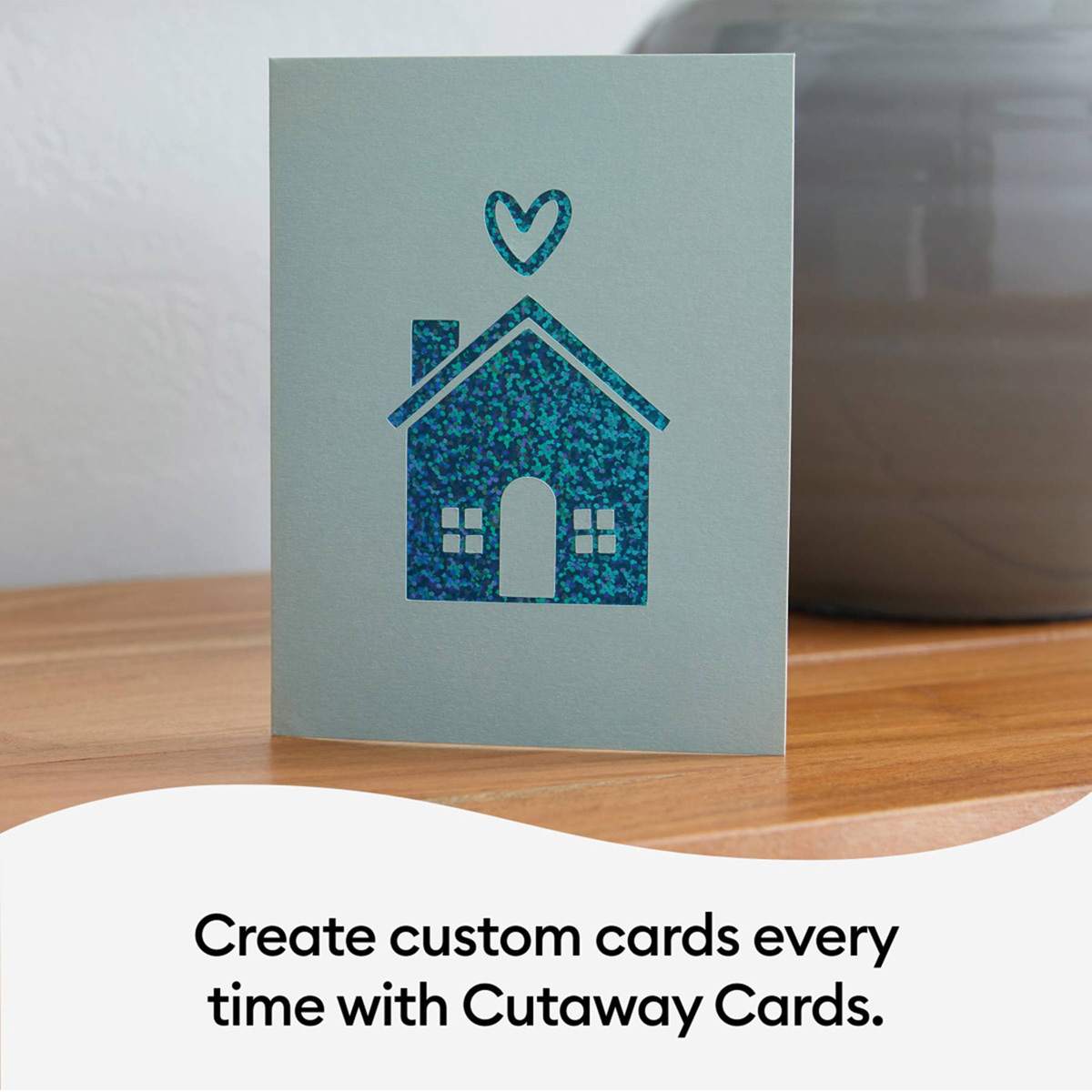 Cricut Joy Cutaway Cards, Inserts, and Envelopes (Home with heart floating above card)