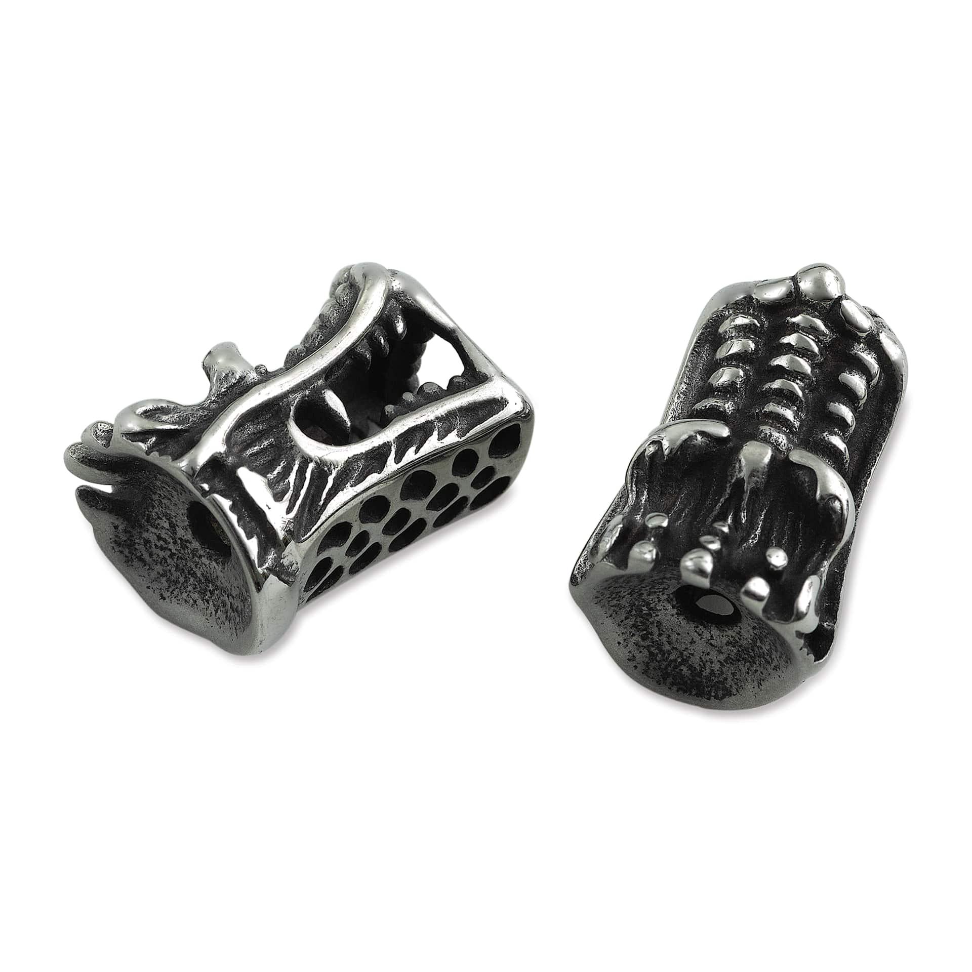 John Bead Antique Stainless Steel Beads - Dragon Head, 18 x 12 mm, Pkg of 2
