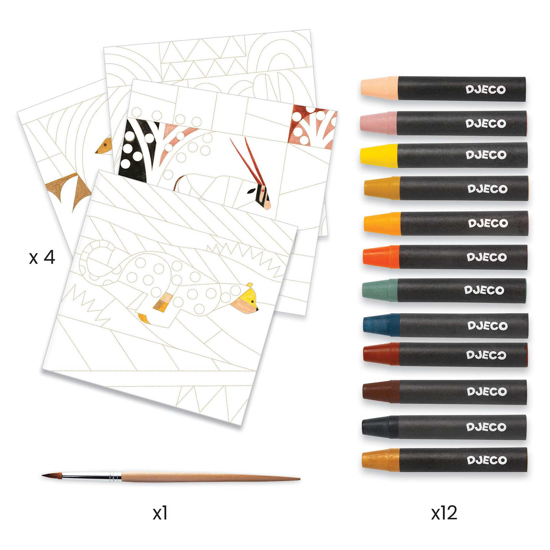 Djeco Inspired By Desert Watercolor Wax Crayons Kit (Kit contents)
