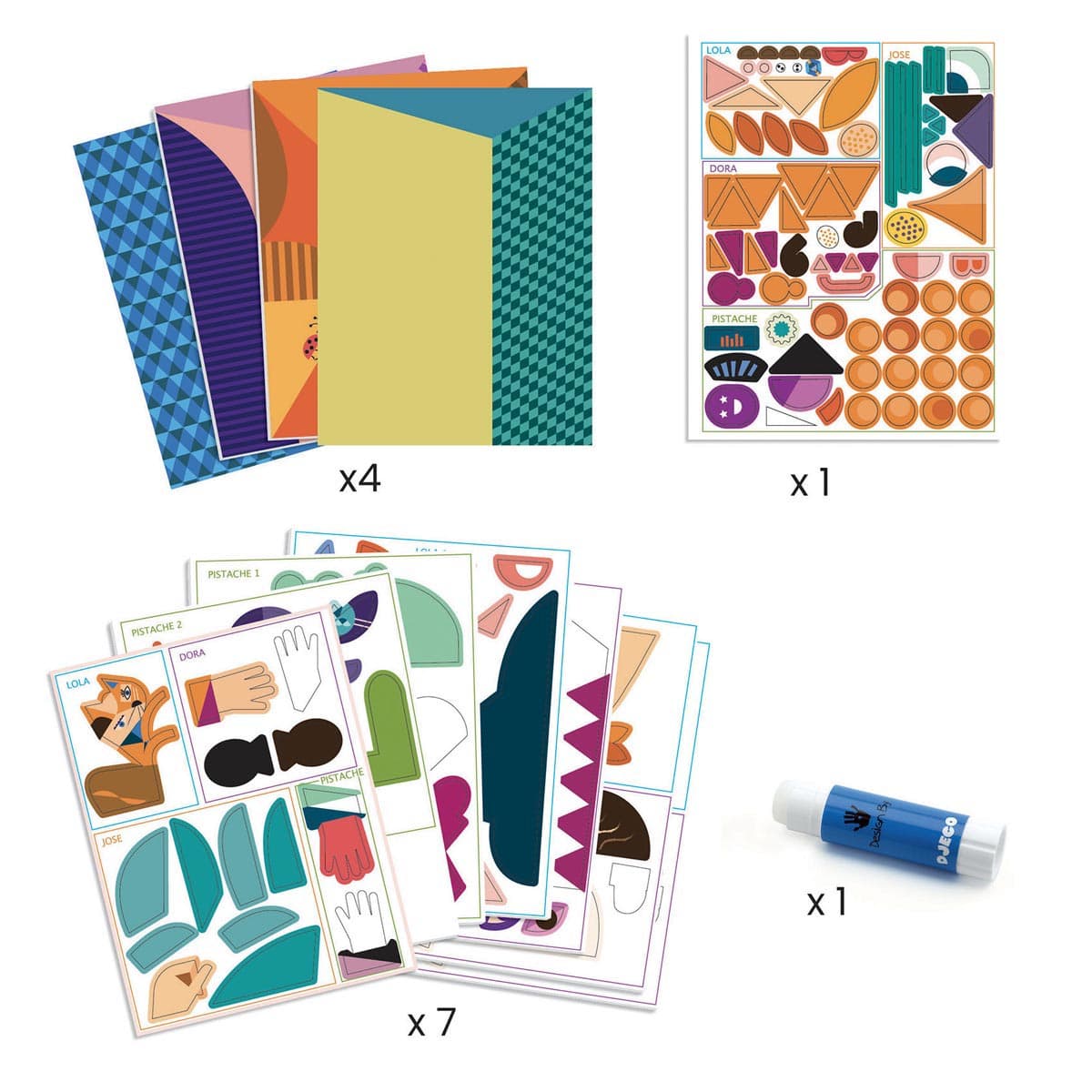 Djeco Inspired By Square Heads Collage and Stickers Kit