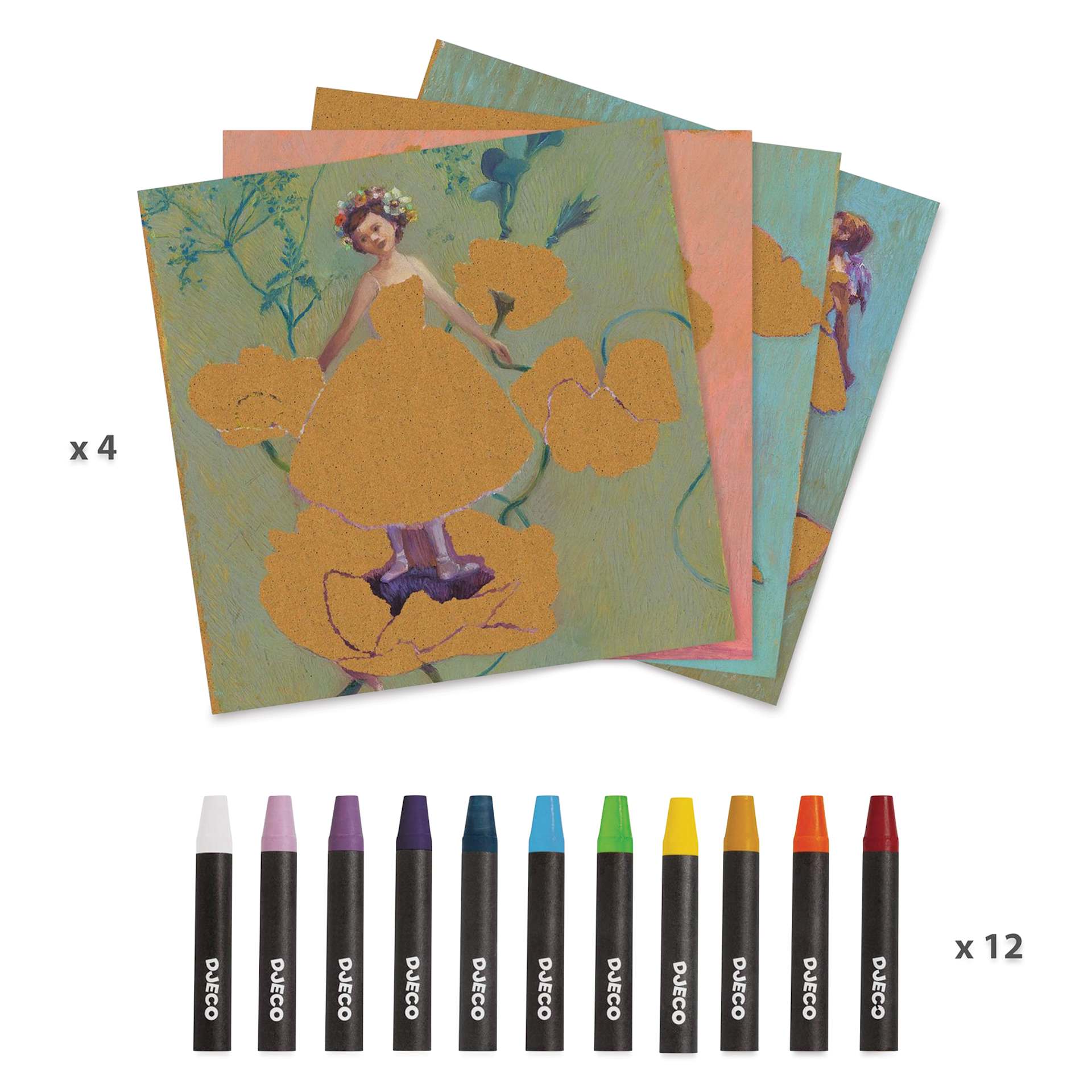 Djeco Inspired By The Ballerina Wax Crayons Kit contents