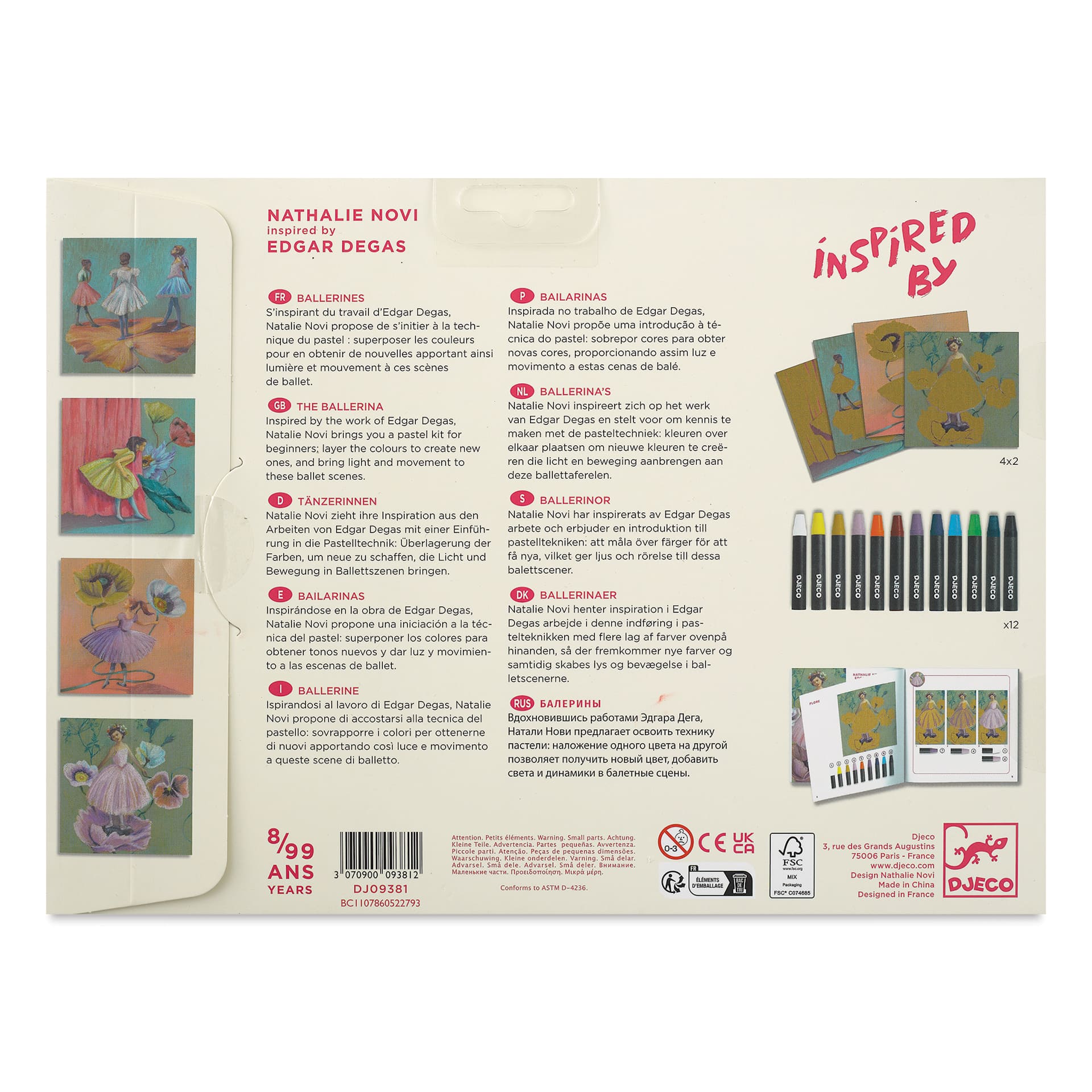 Djeco Inspired By The Ballerina Wax Crayons Kit back of packaging